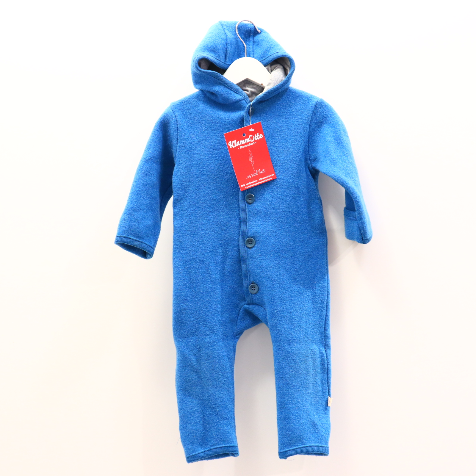 Jacken & Overalls disana Wollwalkoverall 74/80 blau Jersey-Kapuzenfutter/Wendebündchen Schurwolle