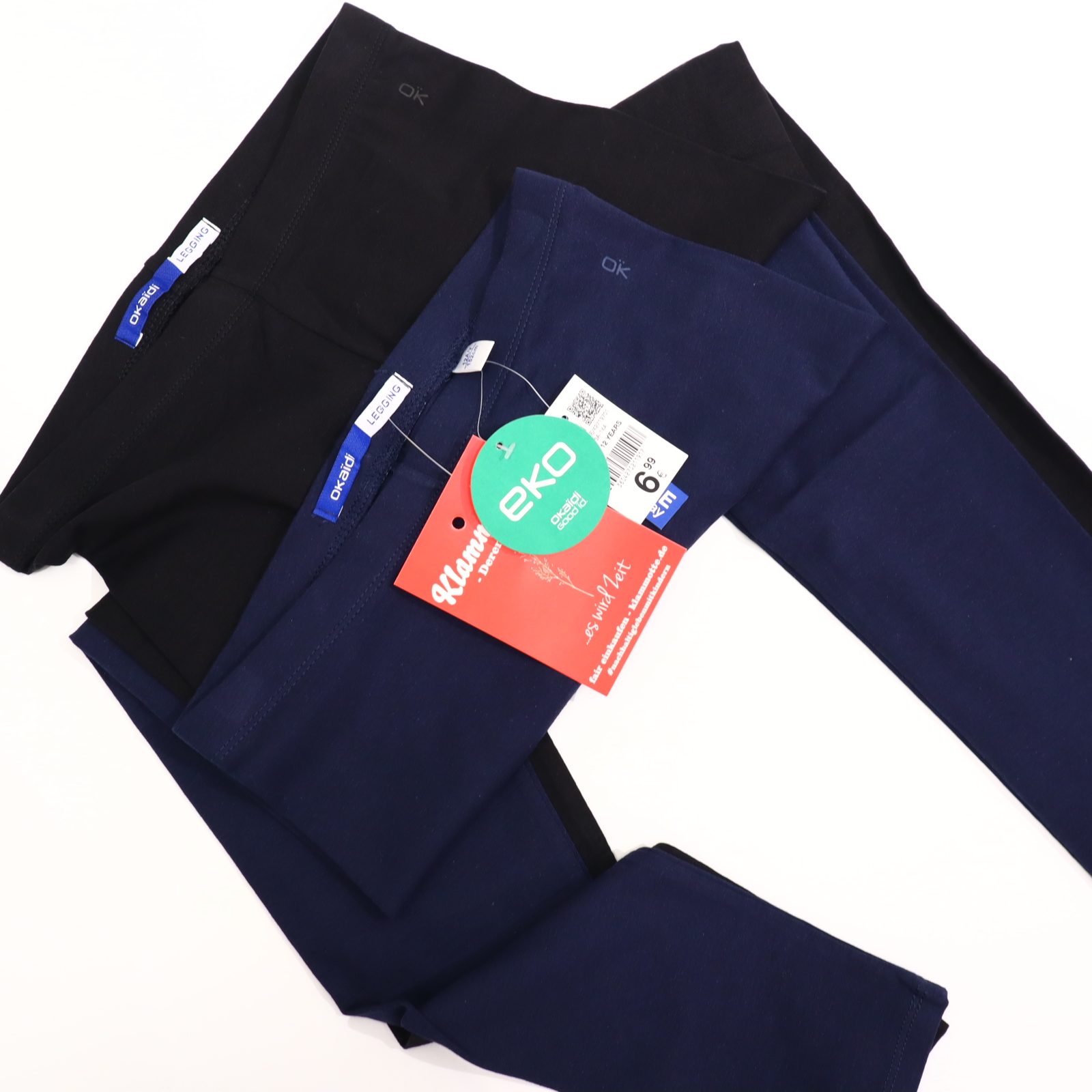 Hose Okaidi Legging/2er Set 152 blau/schwarz Gummibandzug NEU!