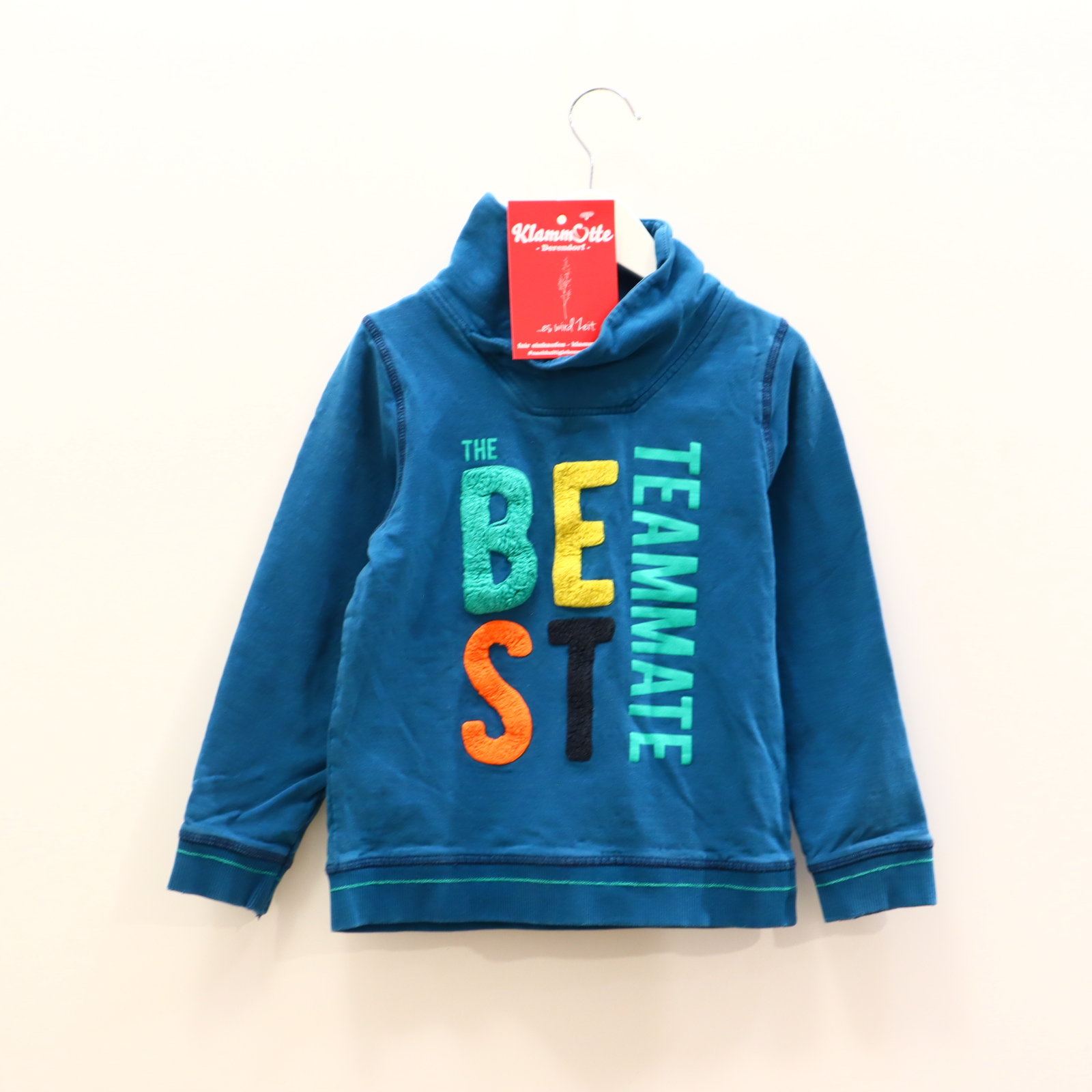 Oberteil name it 116 Sweatshirt grün Baumwolle/Elasthan Applikation/Print Schalkragen