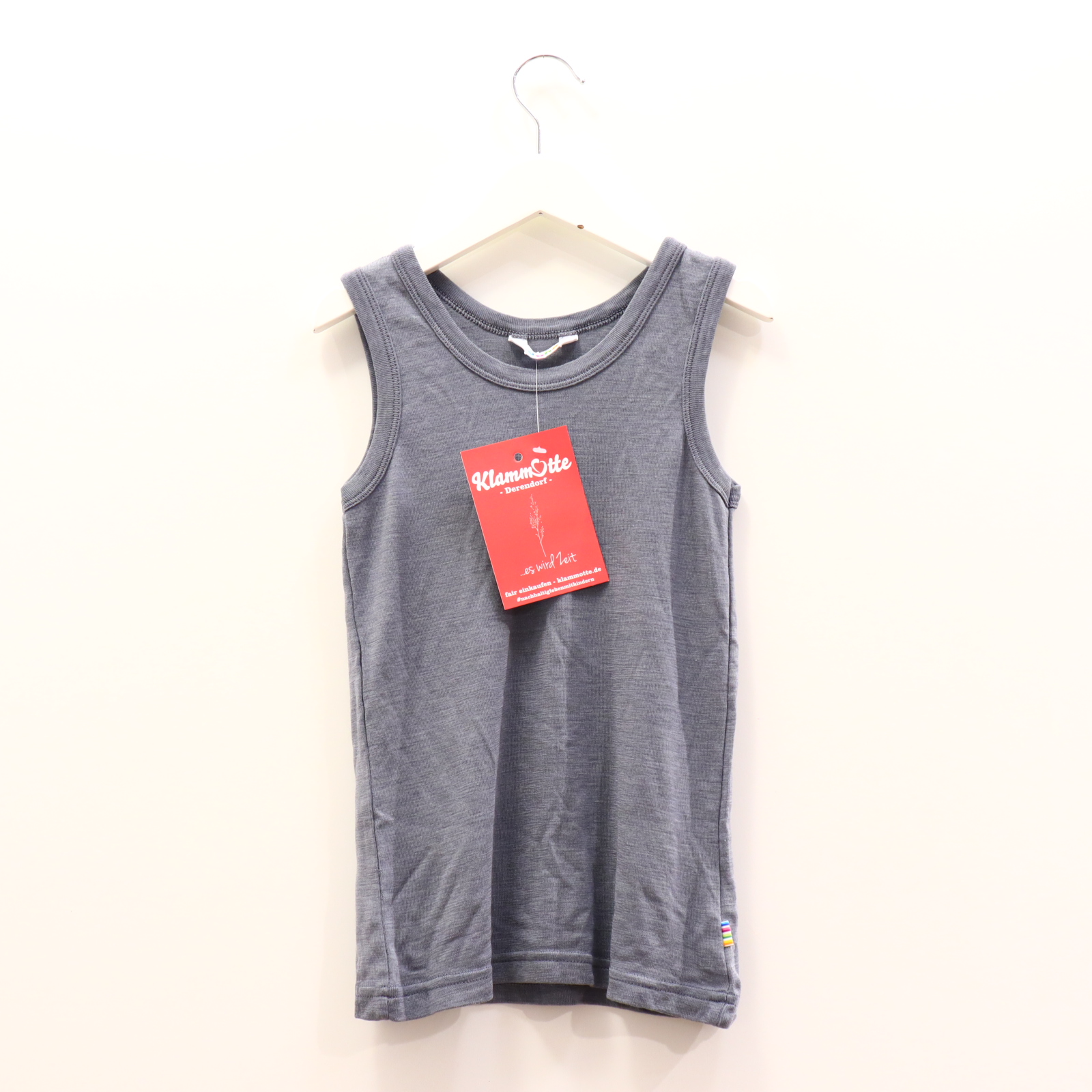 Oberteil joha Gr. 128/Gr. 134 Baselayer/Träger-Unterhemd grau Merinowolle/Seide