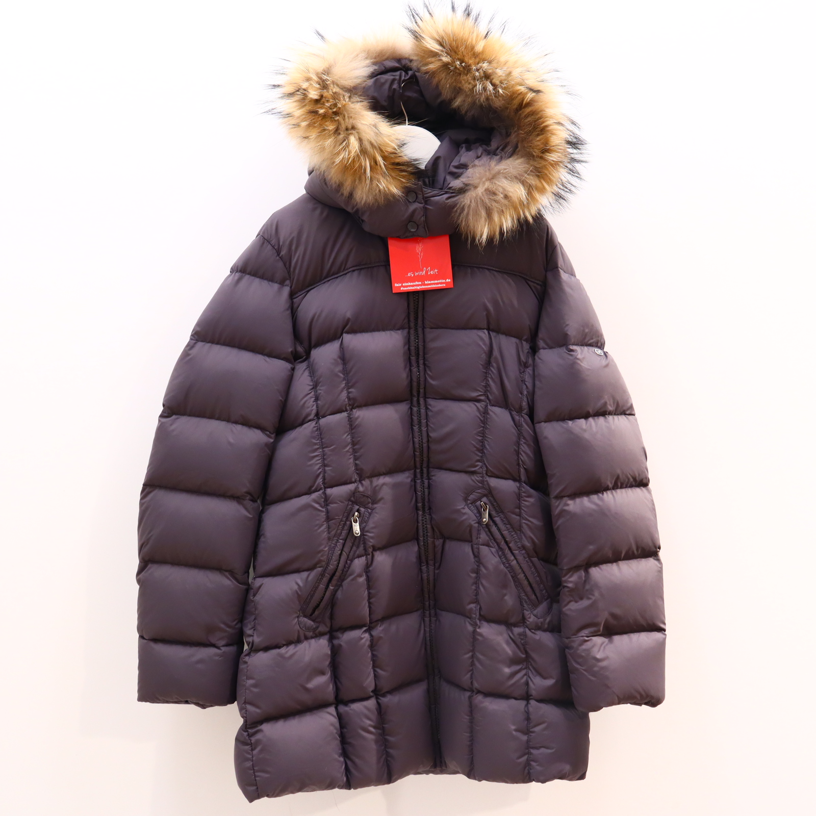 Jacke EDDIE PEN Daunenjacke/Steppmantel 164 Daunen/Federn grau Herbst/Winter Applikation/Logo abnehmb. Kapuze/abnehmb. Kapuzenbesatz/Echtfellbesatz sehr gut