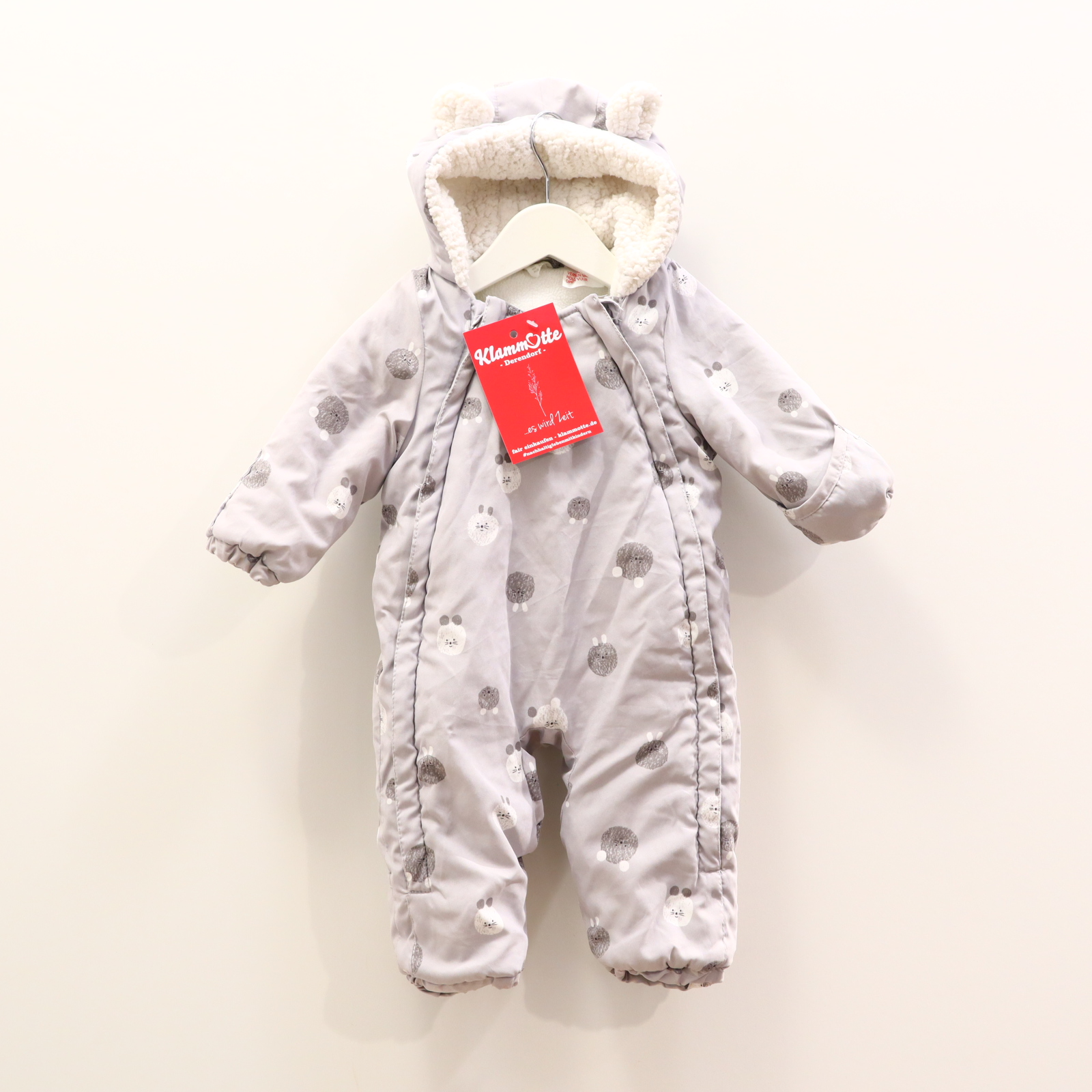 Jacken & Overalls H&M Schneeanzug 56 grau Fleece-Kapuzenfutter/Teddy-Kapuzenfutter/Wendebündchen/zwei durchgehende Reissverschlüsse Alloverprint