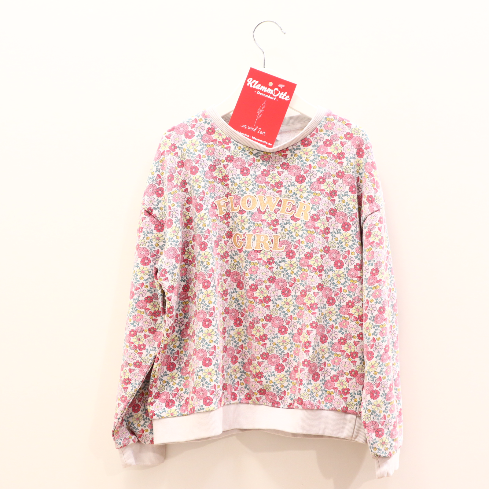 Oberteil Vertbaudet 140 bunt/weiß Alloverprint/Blumen/Print Sweatshirt Baumwolle/Polyester