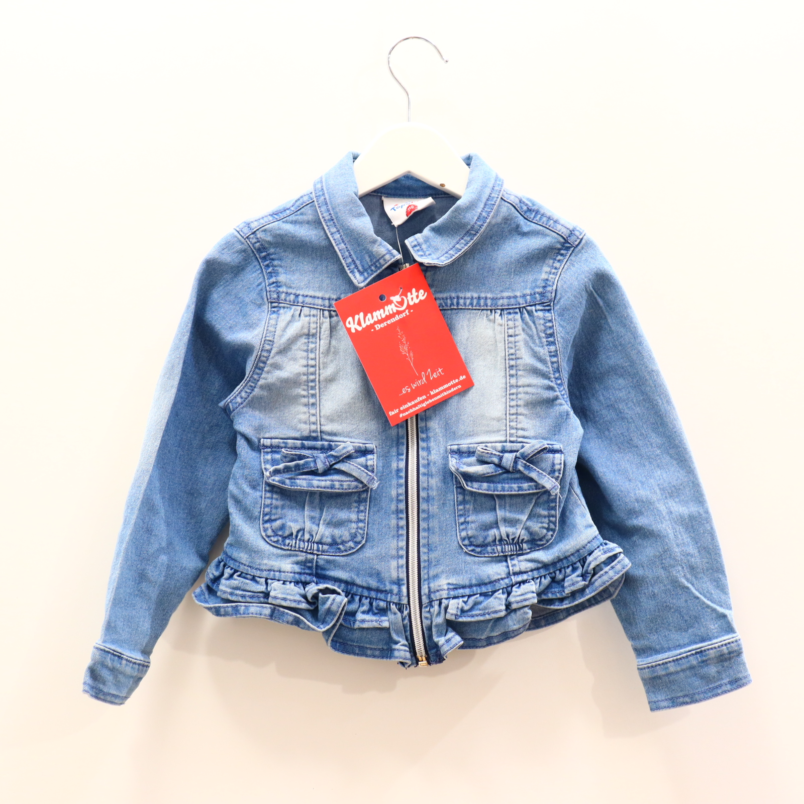 Jacke Topolino Jeansjacke 110 blau Rüsche/Schleife Denim