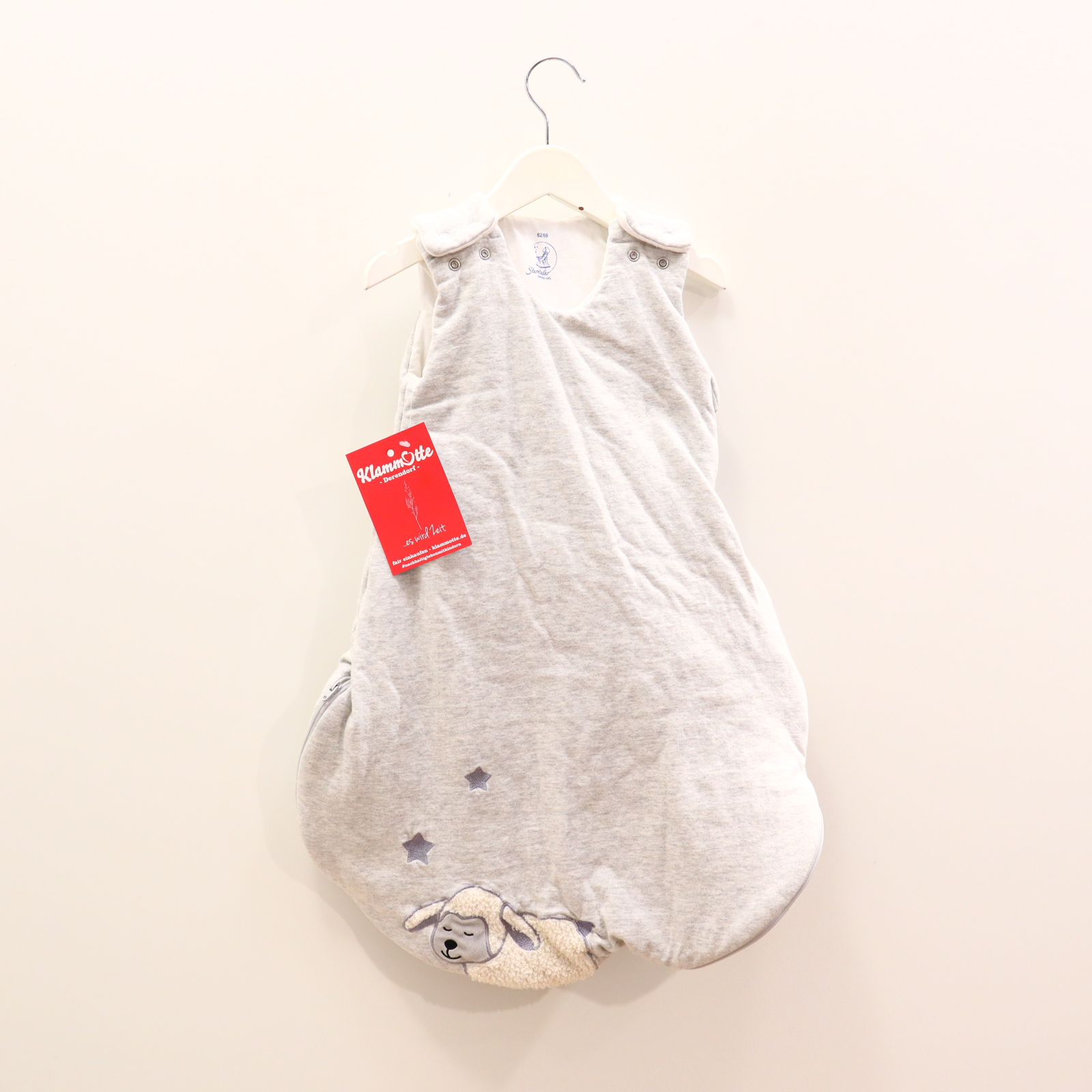 Schlafsack Sterntaler 62cm/68cm grau Applikation/melange Baumwolle Polyester