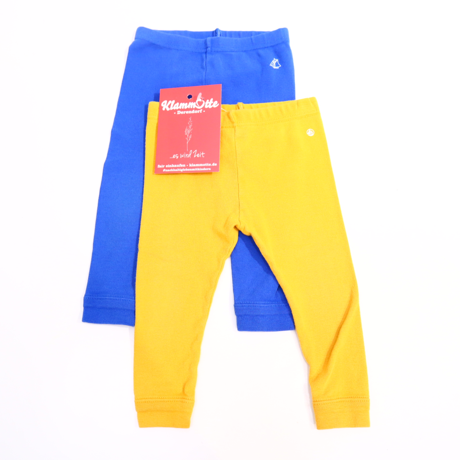 Hosen & Strampler PETIT BATEAU 74 blau/safran Logo/Print Jerseyhose/Legging/2er Set Baumwolle/Jersey Gummibandzug
