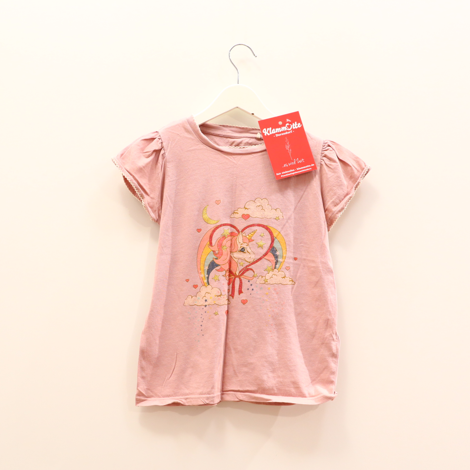 Oberteil kongez slojd 110/116 rosa Print kurzarm Shirt Biobaumwolle