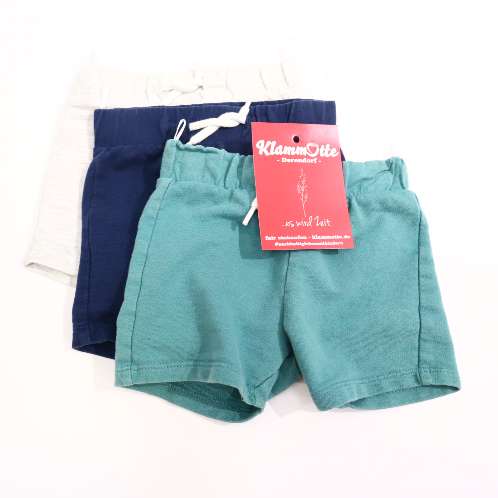Hosen & Strampler C&A 74 blau/grau/grün melange Short/3er Set Baumwolle/Sweat Gummibandzug/Kordelzug