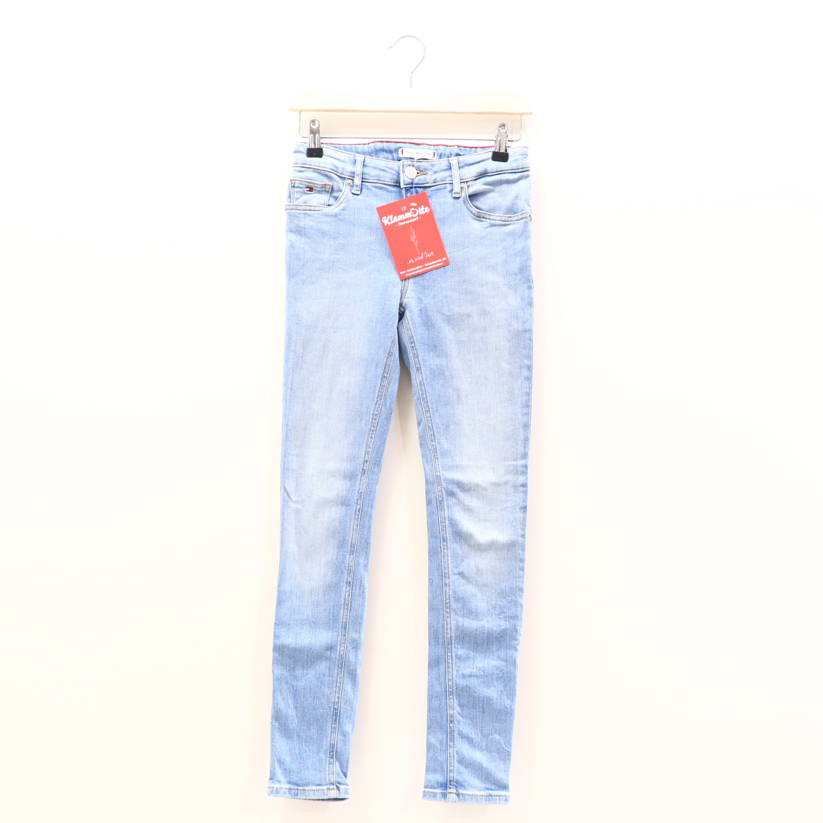Hose TOMMY HILFIGER Jeans 152 blau Denim Knopf/Reißverschluß/verstellb. Bund Skinny