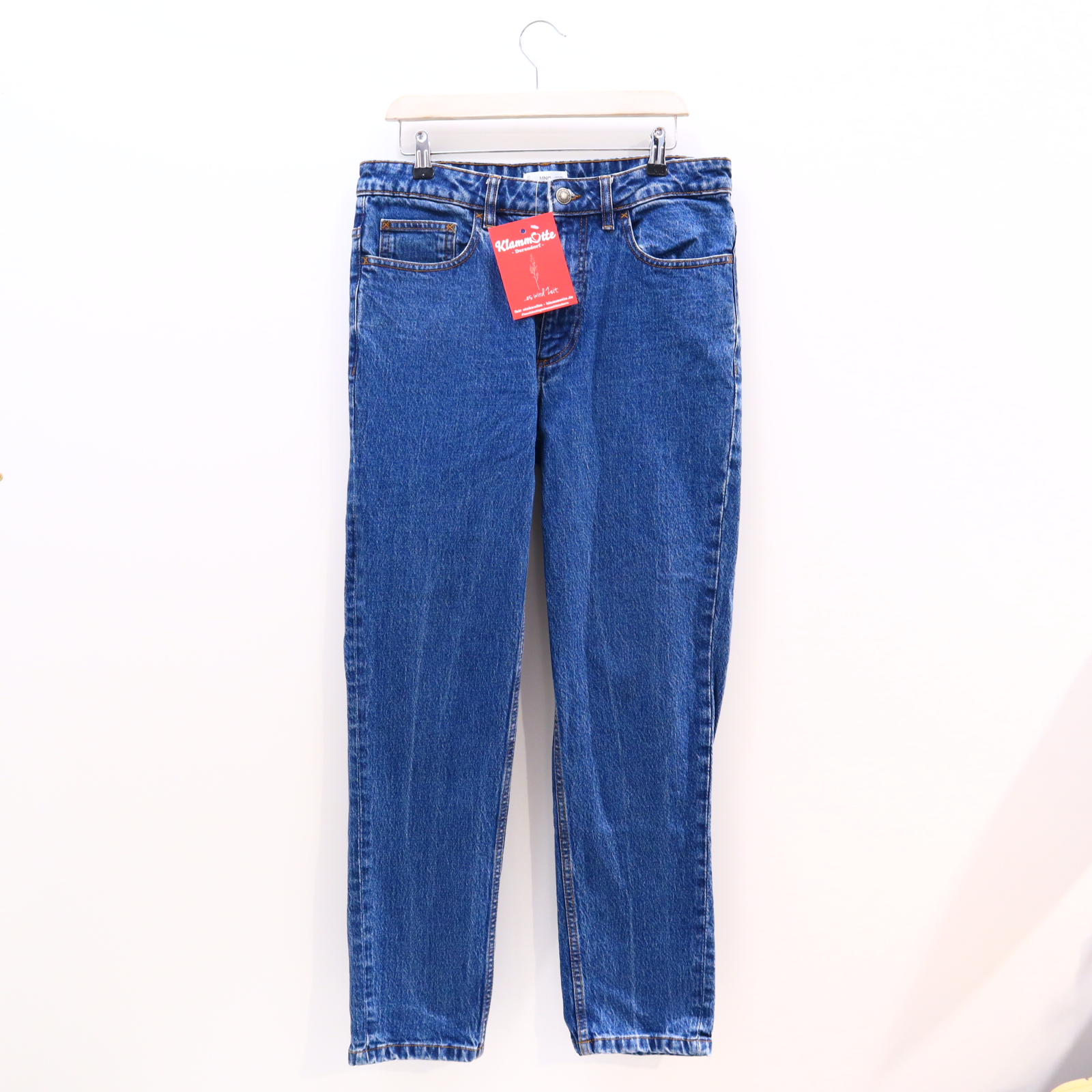 Hose MANGO 170/176 Jeans blau Knopf/Reißverschluß Denim