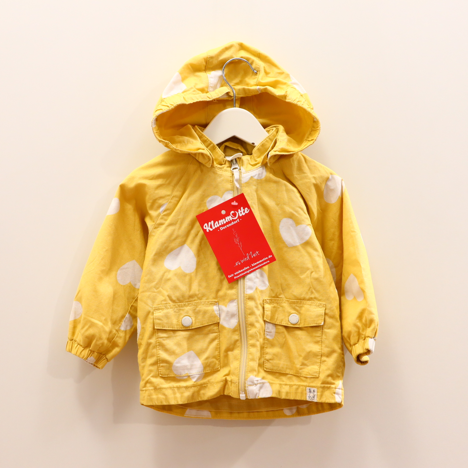 Jacken & Overalls H&M 80 gelb abnehmb. Kapuze/Jerseyfutter Allover Print/Herzen Baumwolle Frühjahr/Sommer