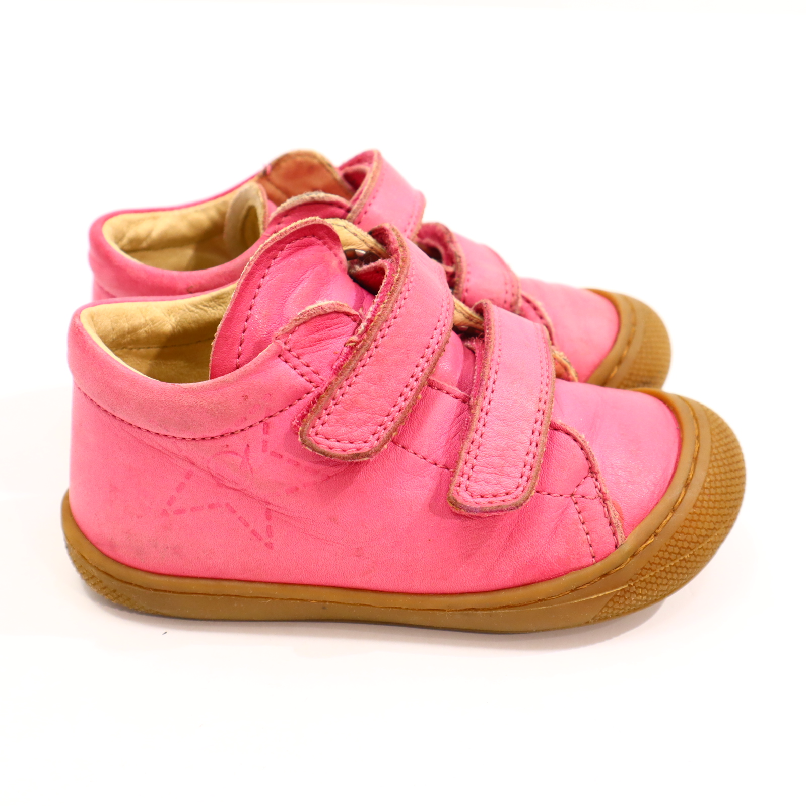 Halbschuhe Naturino Klett 23 pink Leder leichte gleichmäßige Ablaufspuren