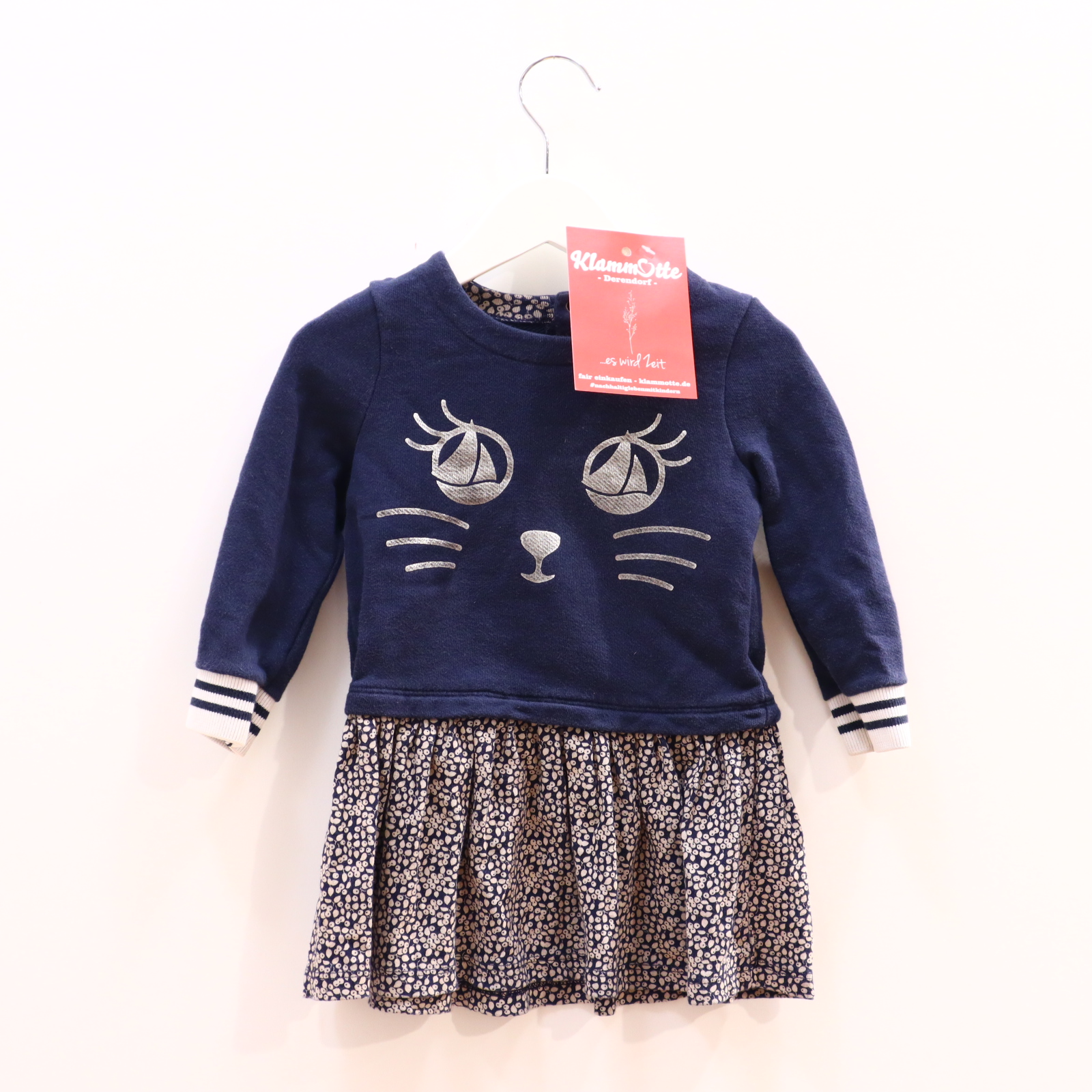 Kleider & Röcke PETIT BATEAU 80 blau Alloverprint/Blumen/Logo/Print/Motiv Sweatkleid Baumwolle