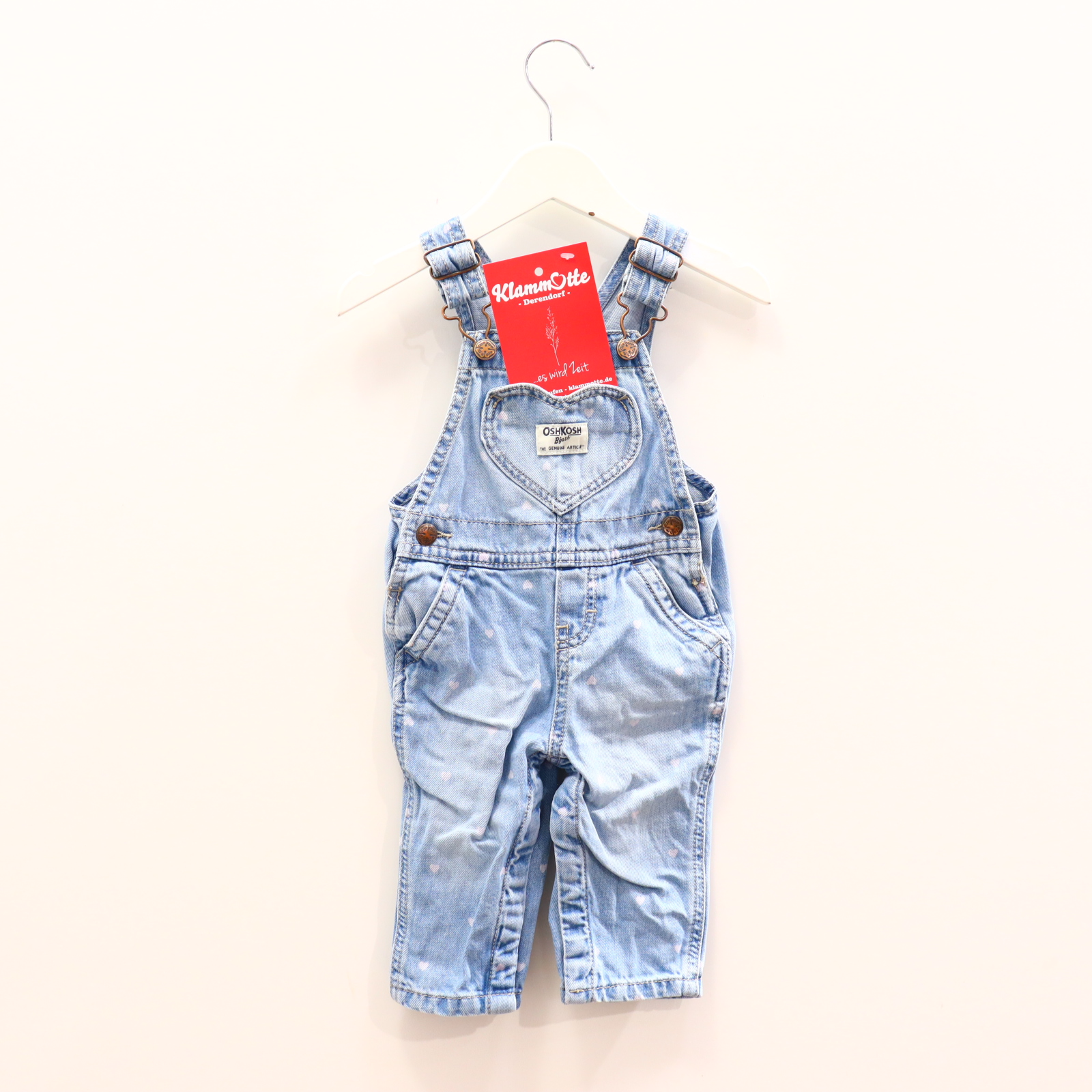 Hosen & Strampler OSHKOSH 68 blau Alloverprint Hose/Jeans/Latz Denim Druckknöpfe im Schritt