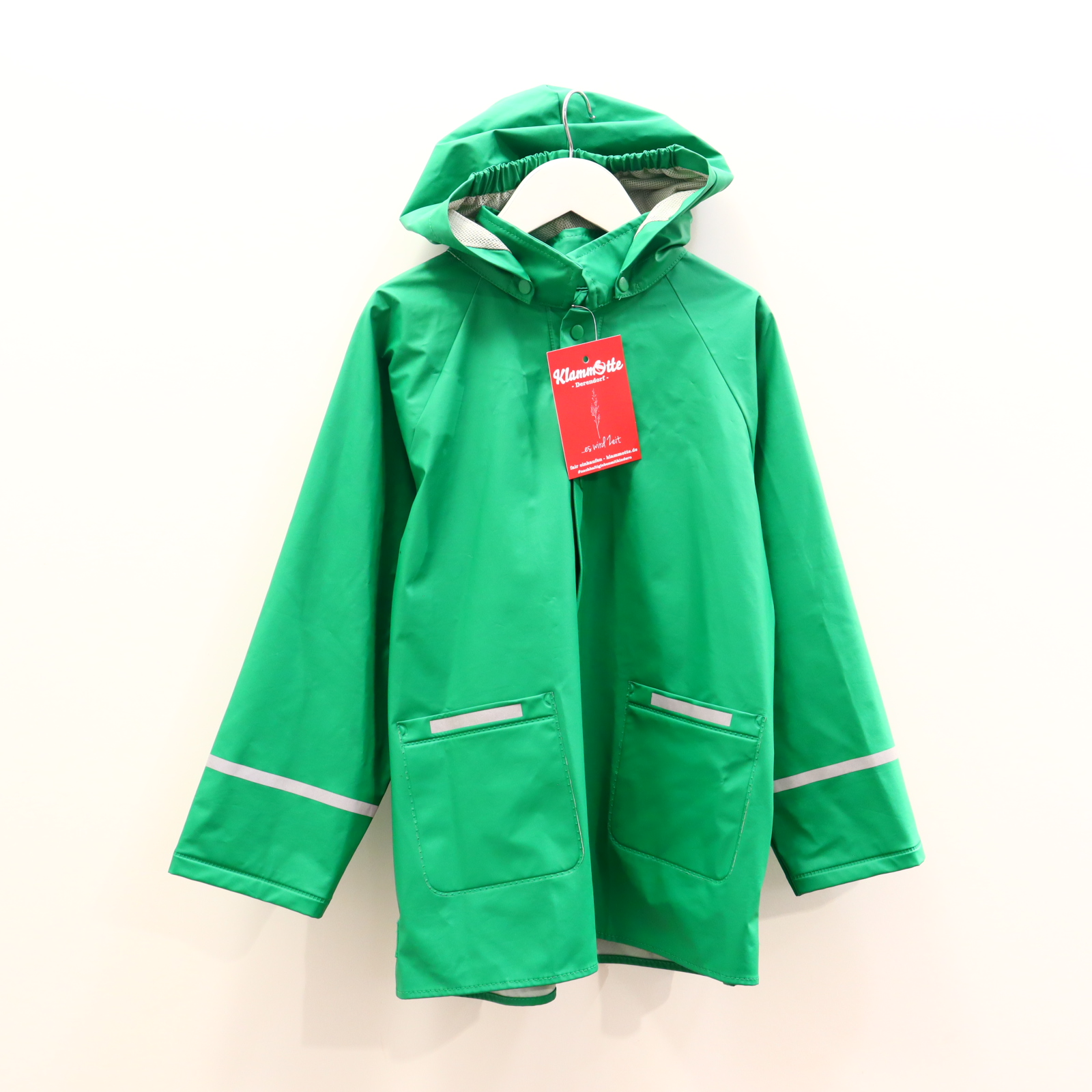 Jacke Playshoes 128 grün Regenjacke abnehmb. Kapuze