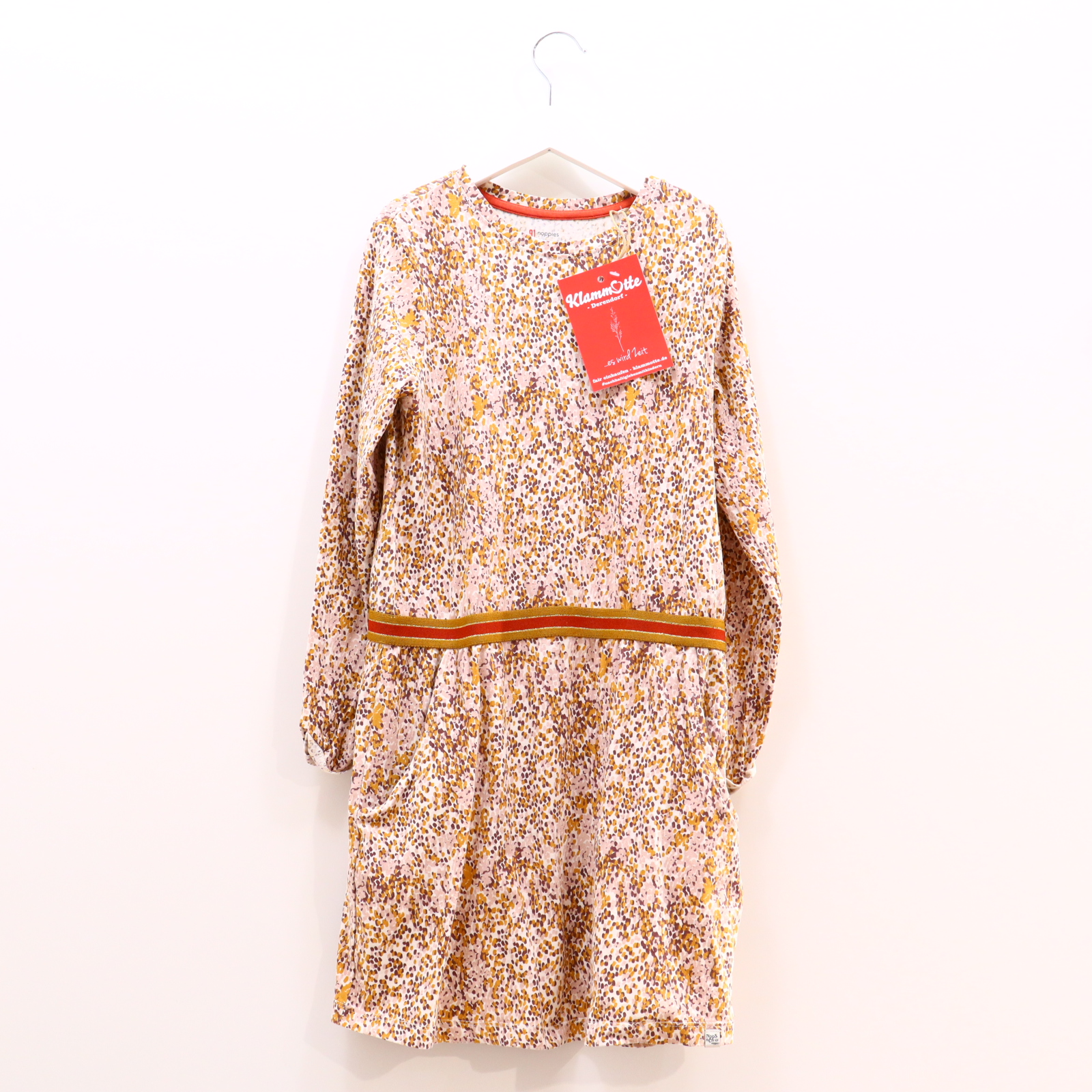 Kleider & Röcke noppies Jerseykleid 134 aubergine/creme/karamell/rosa Alloverprint/Borde Baumwolle/Elastan