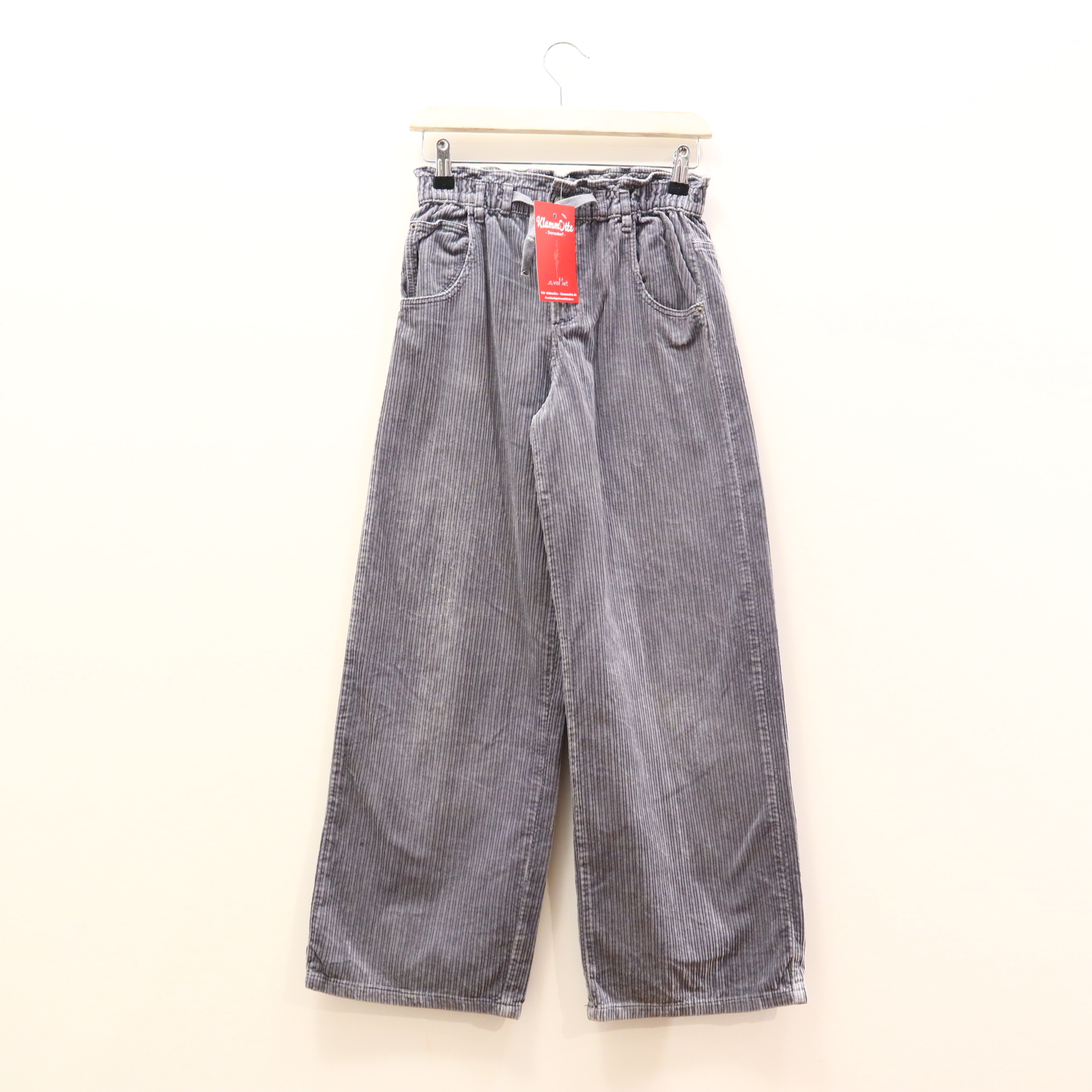 Hose ZARA 152 grau Cord Gummibandzug/Knopf/Reißverschluß Wide Leg