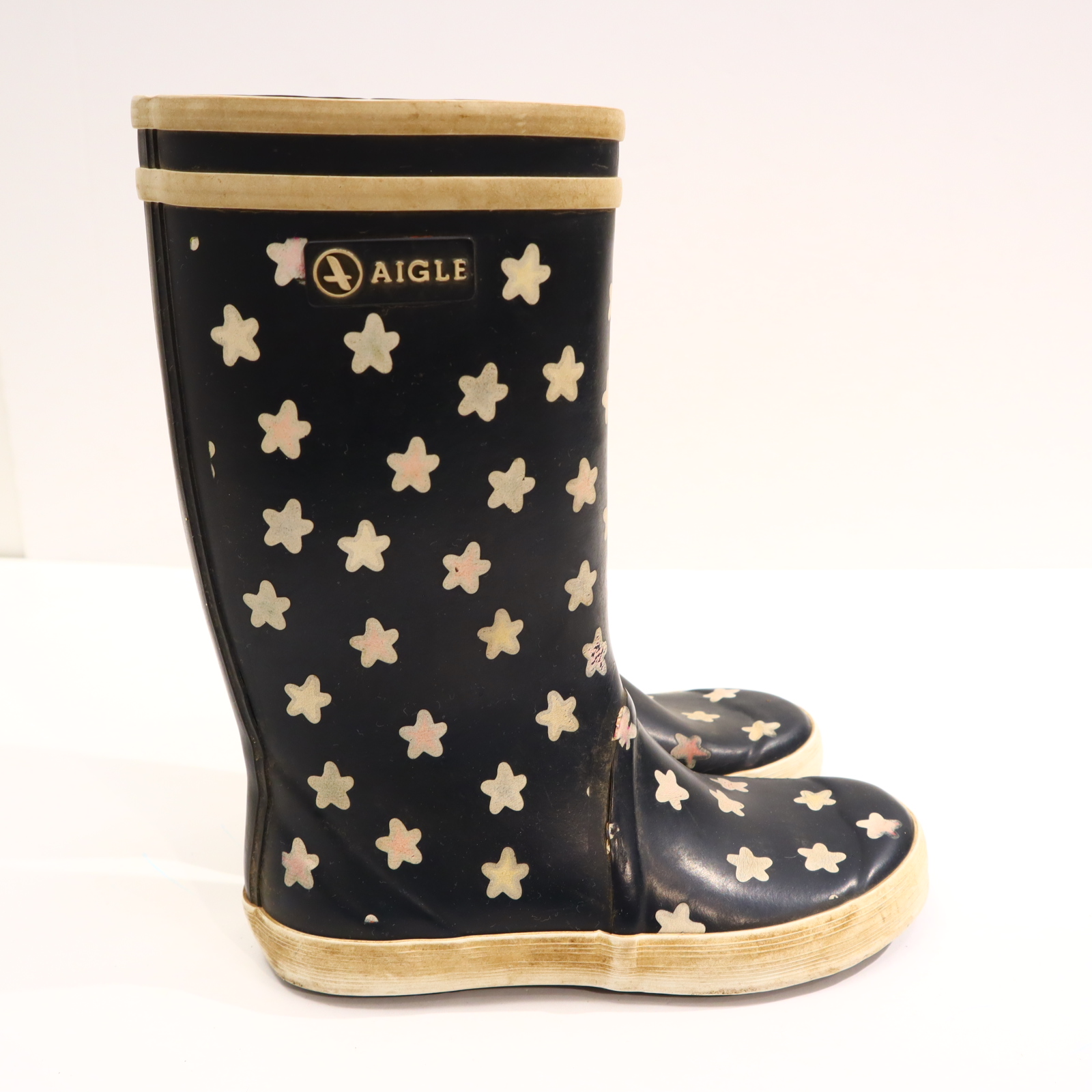 Gummistiefel AIGLE 30 blau Naturkautschuk Blumen Farbwechsel