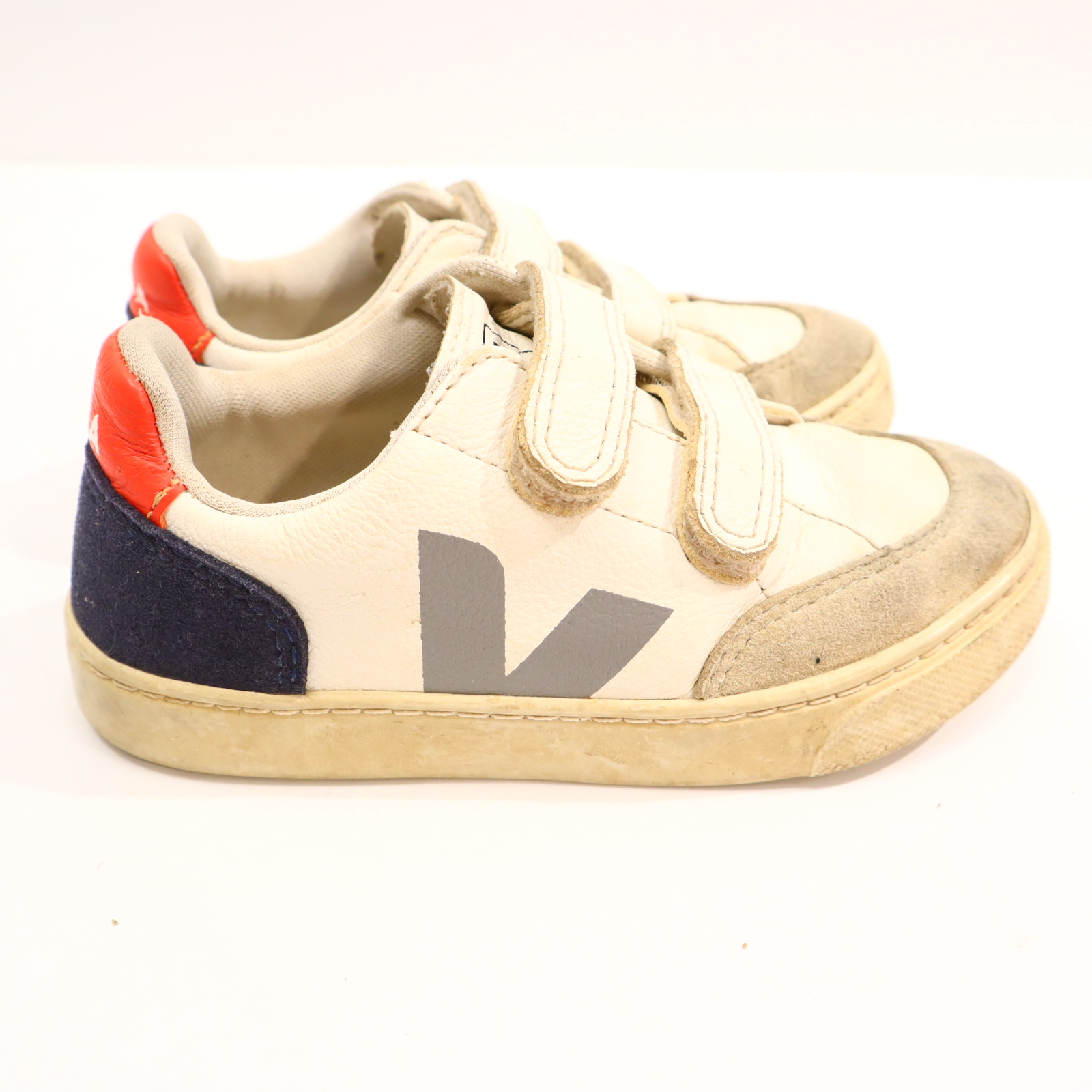 Halbschuhe VEJA Klett/Sneaker 30 weiß Leder leichte gleichmäßige Ablaufspuren