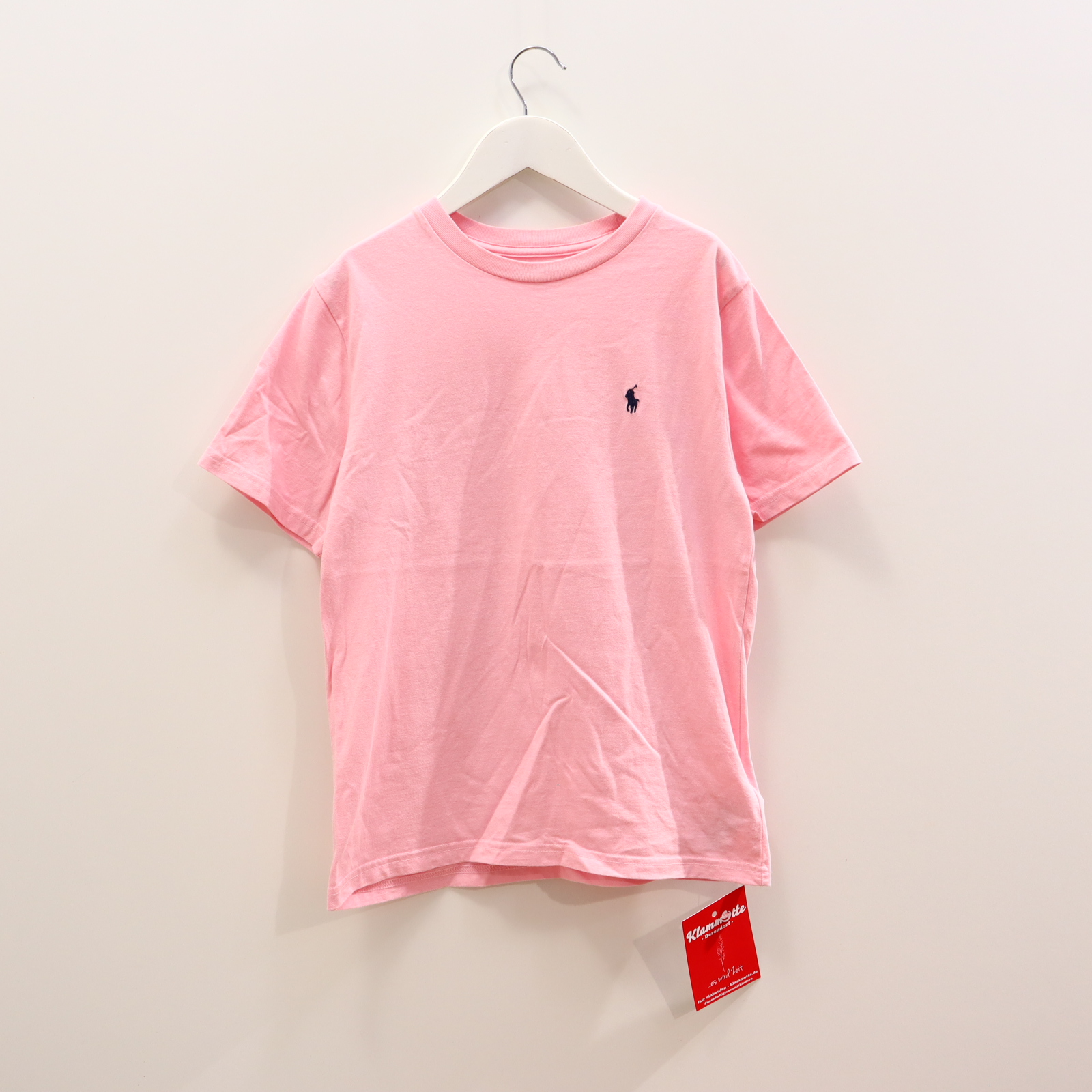 Oberteil RALPH LAUREN Gr. 140/Gr. 146/Gr. 152 kurzarm Shirt rosa Baumwolle Logo/Stickerrei