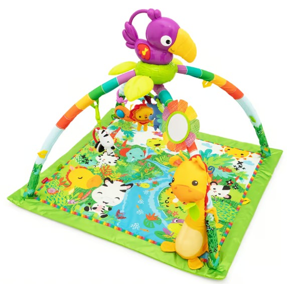 Babyspielzeug Fisher Price bunt/grün Spielbogen mit Spieldecke Kunststoff/Textil Rainforest Erlebnisdecke