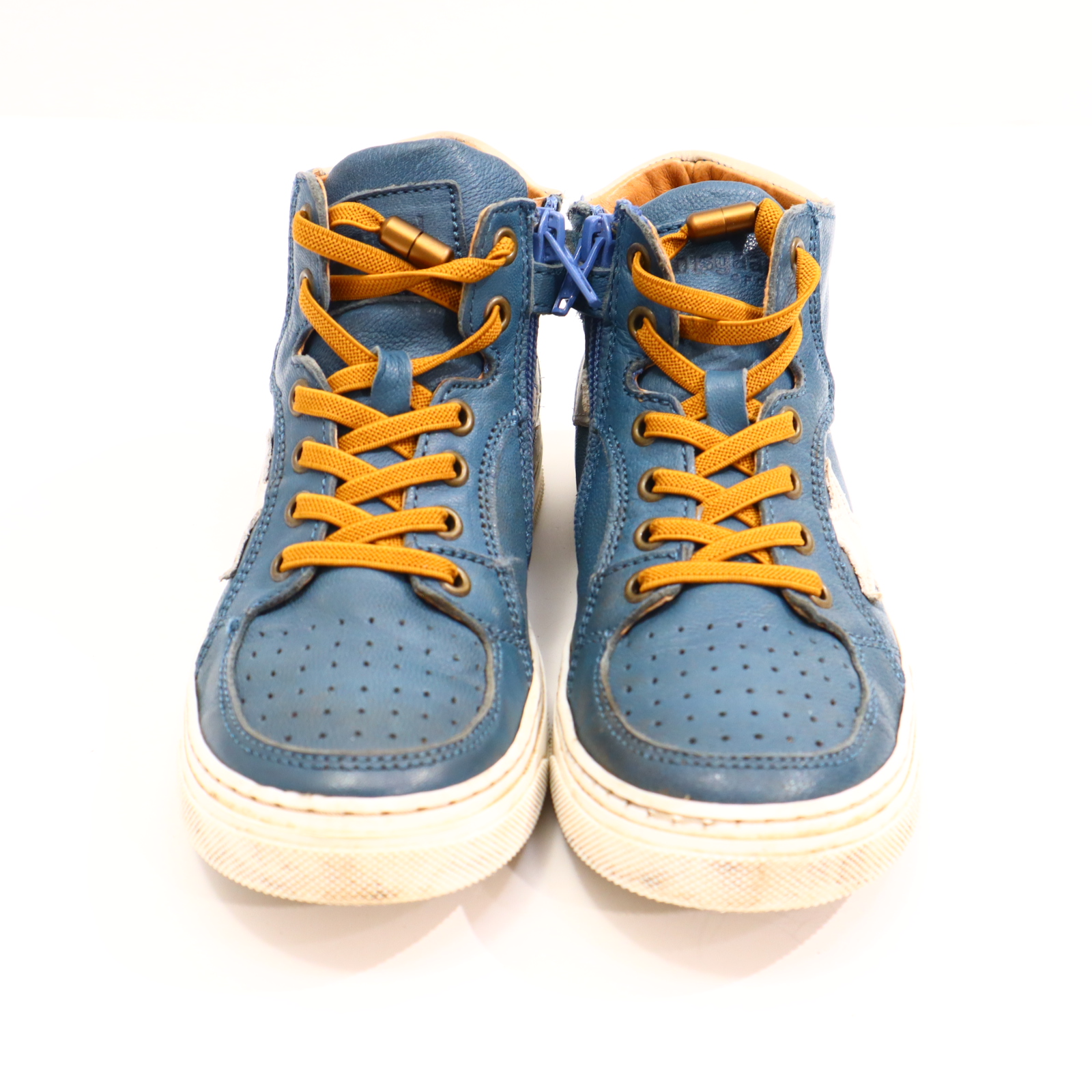 Halbschuhe bisgaard Schnürschuh mit Reißverschluß/Sneaker 33 petrol Leder leichte gleichmäßige Ablaufspuren