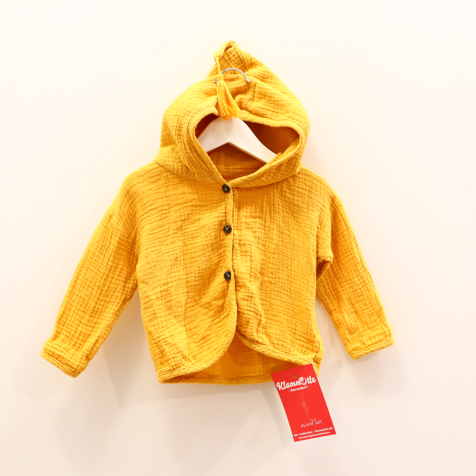 Oberteil 80 safran Kapuzenjacke Baumwolle/Musselin