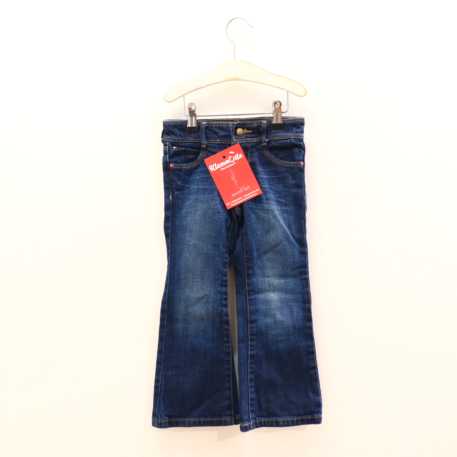 Hose TOMMY HILFIGER Jeans 104 blau Denim Knopf/Reißverschluß/verstellb. Bund Bootcut