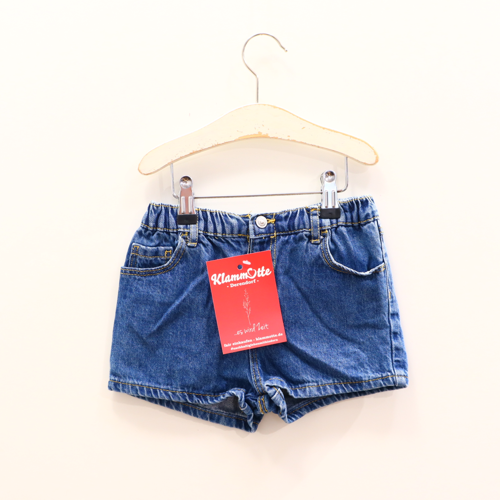 Hose ZARA Jeans 104 blau Denim Druckknopf/Gummibandzug