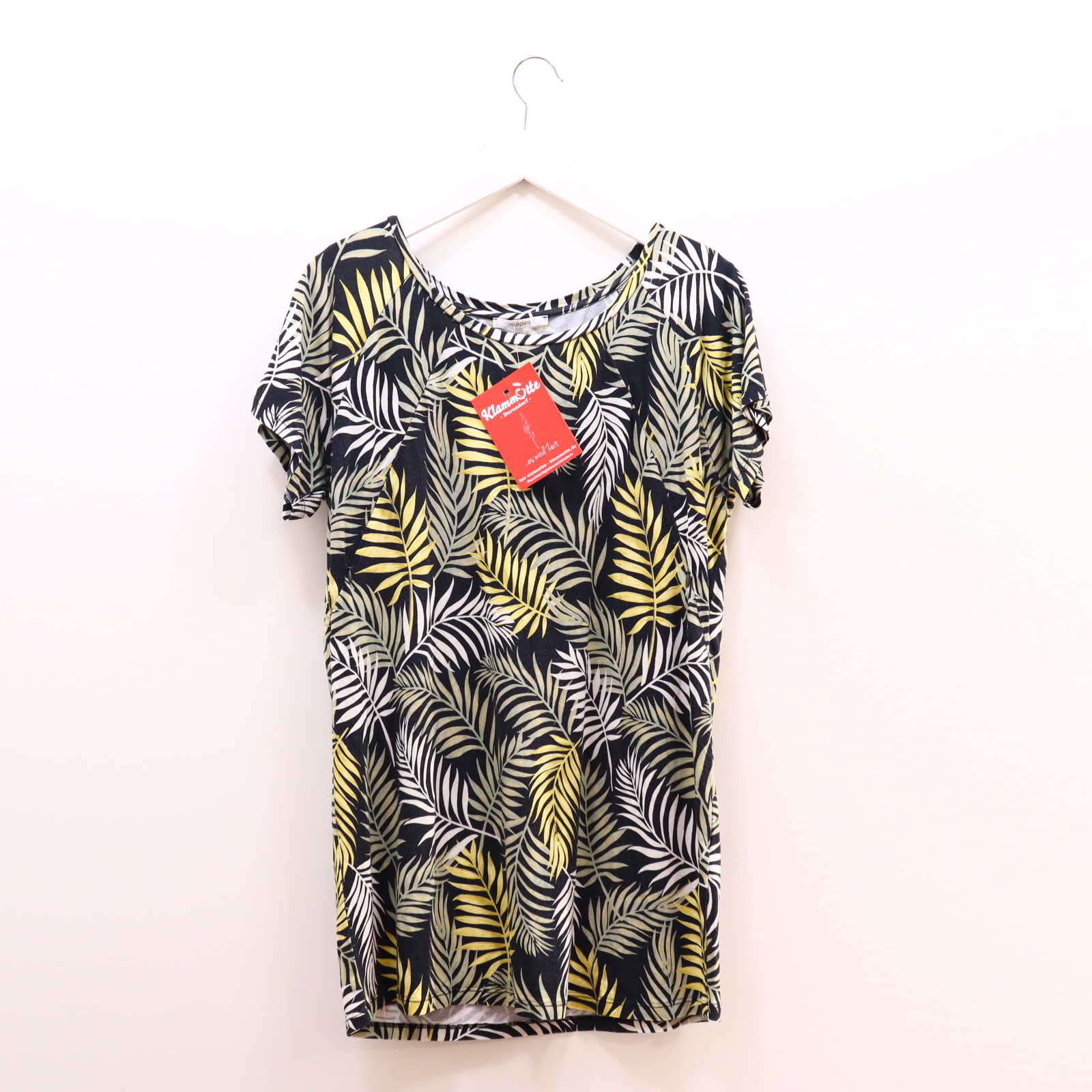 Shirt noppies XXL gelb/grün/schwarz/weiß Elasthan/Viskose Alloverprint/Blumen kurzarm