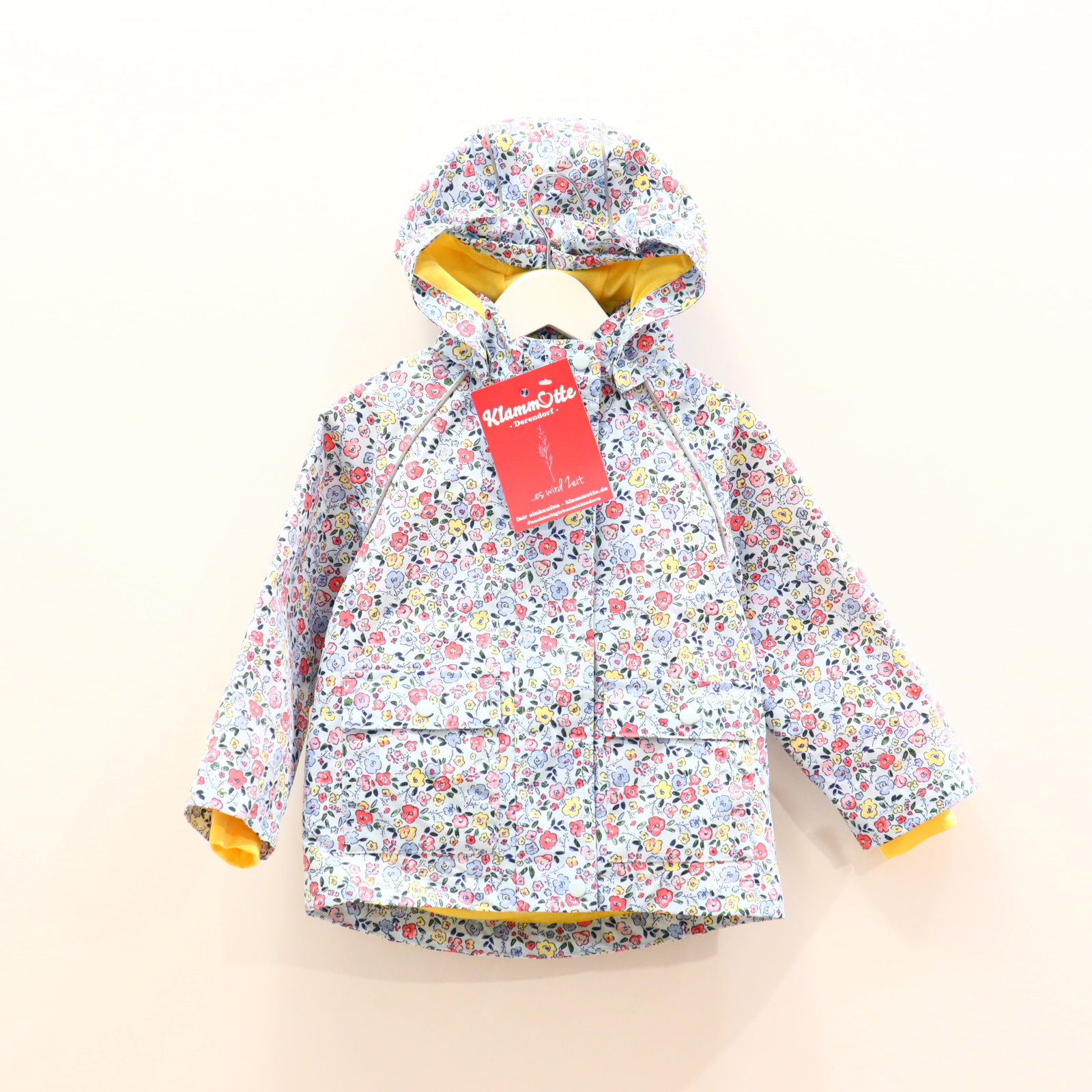 Jacke TCM Regenjacke 86/92 bunt/hellblau Alloverprint/Blumen abnehmb. Kapuze/Jerseyfutter