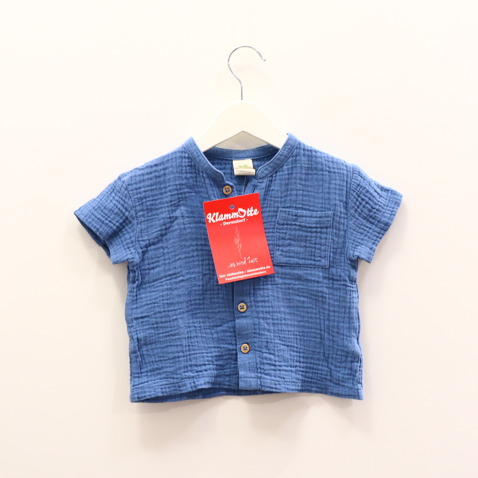 Oberteil ALANA 80 blau Hemd/kurzarm Baumwolle/Musselin