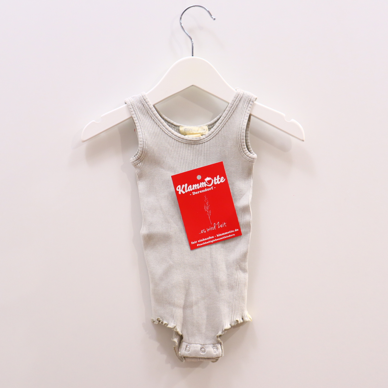 Body minimalisma 80 grau Träger Rippstrick Baumwolle/Seide