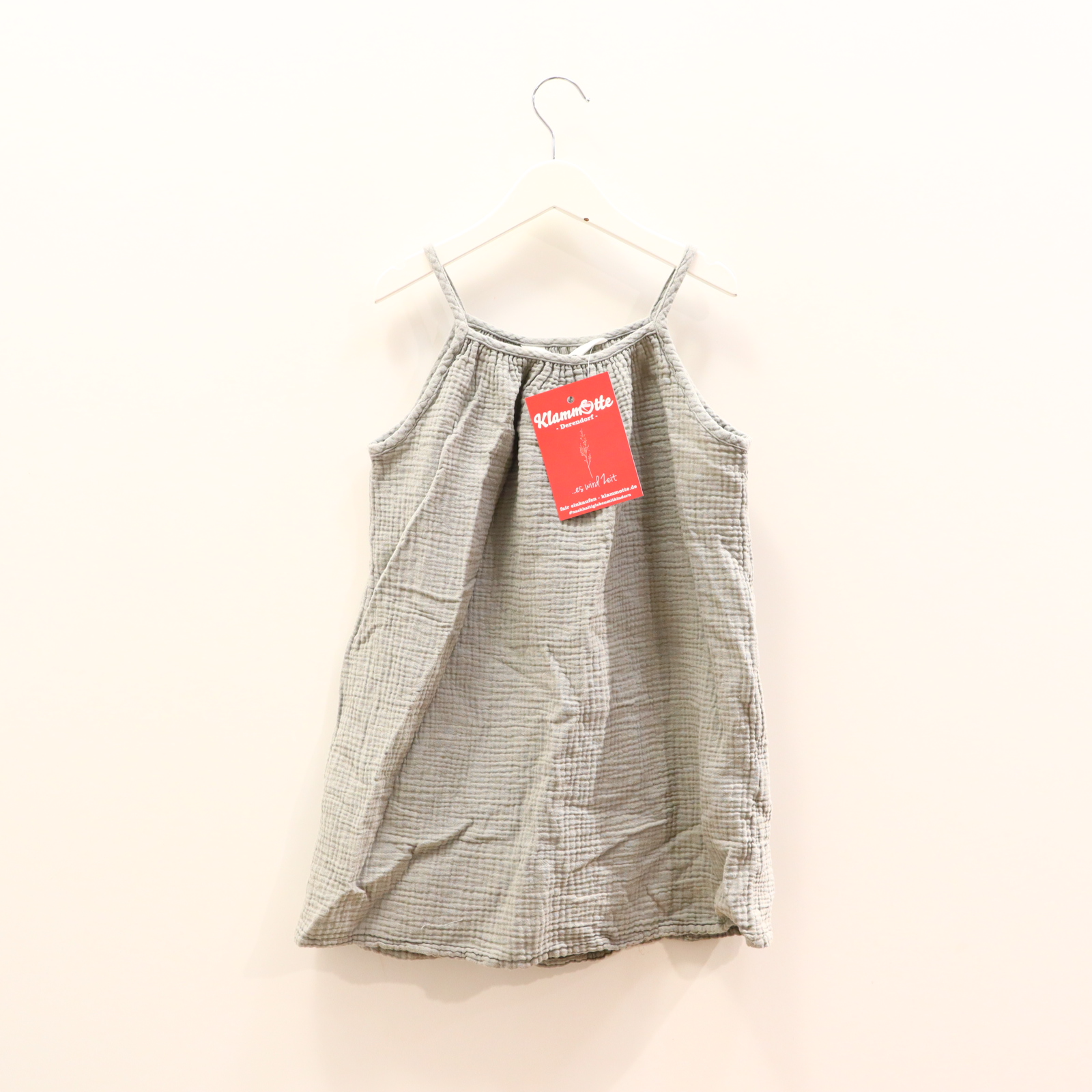 Kleider & Röcke H&M Trägerkleid 116 salbei Baumwolle/Musselin