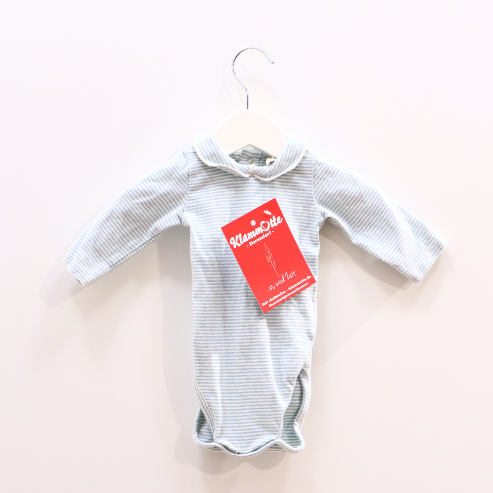 Body GRAY LABEL 56 hellblau/weiß langarm gestreift Kragen Bio-Baumwolle/Elasthan