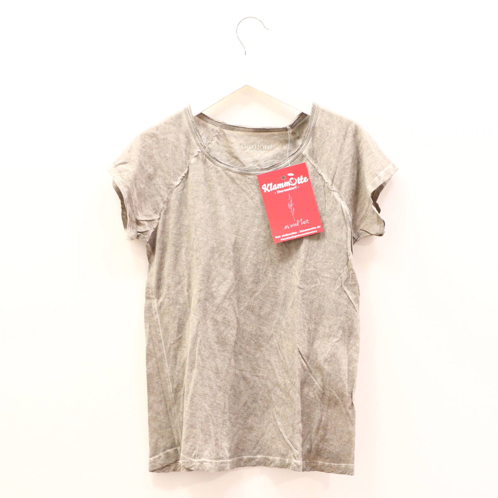 Oberteil Hartford 152 oliv washed out kurzarm Shirt Baumwolle