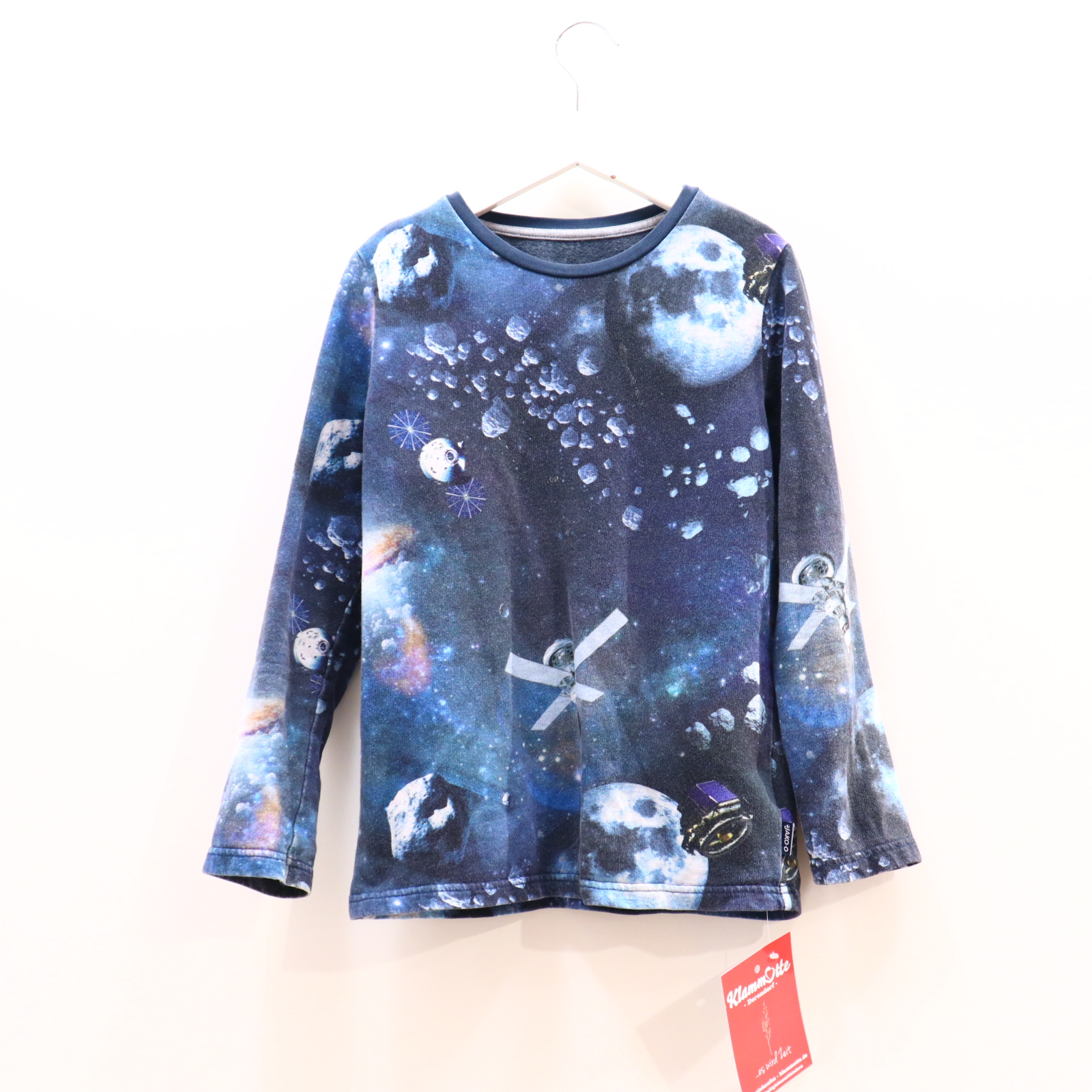 Oberteil Jako-O Gr. 128/Gr. 134 Sweatshirt blau/schwarz/weiß Baumwolle Alloverprint