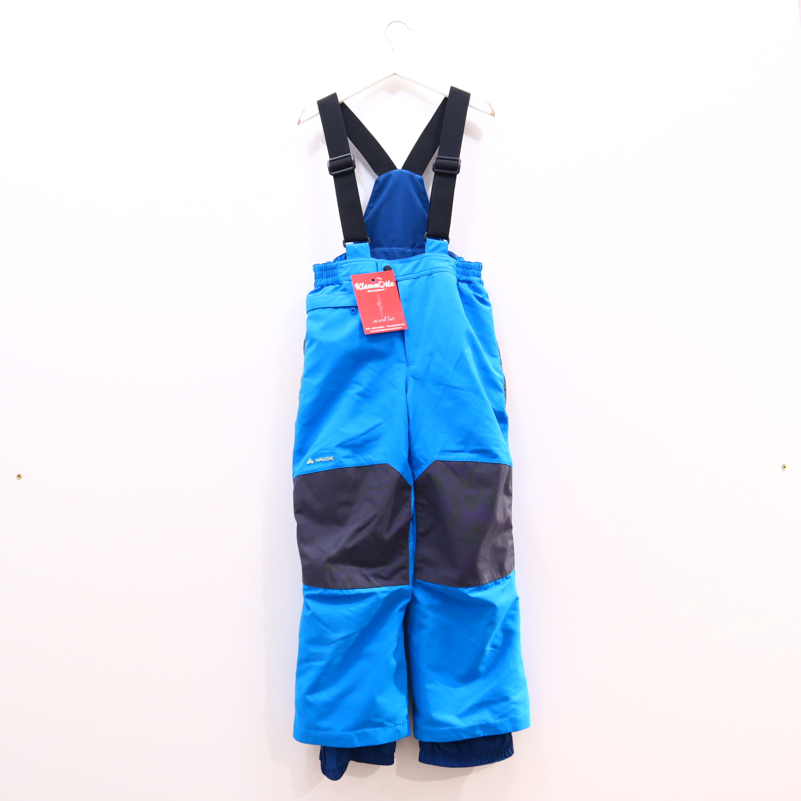 Schneeanzüge & mehr VAUDE 122/128 blau/grau Stickerei/Logo verstärkte Po und Knie! Schneehose/Träger
