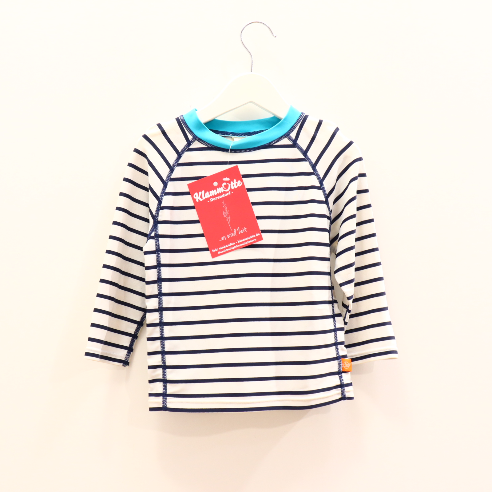 Bademode LÄSSIG 92 blau/türkis/weiß Streifen langarm/UV-Shirt