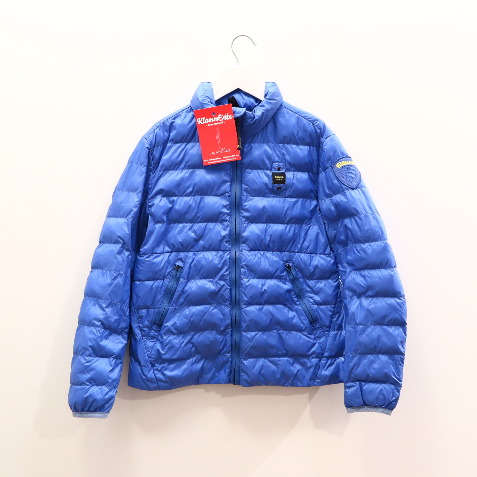 Jacke Blauer USA 140 blau Applikation/Logo Steppjacke/Ultraleicht Jacke Synthetische Daunen Übergang/Herbst