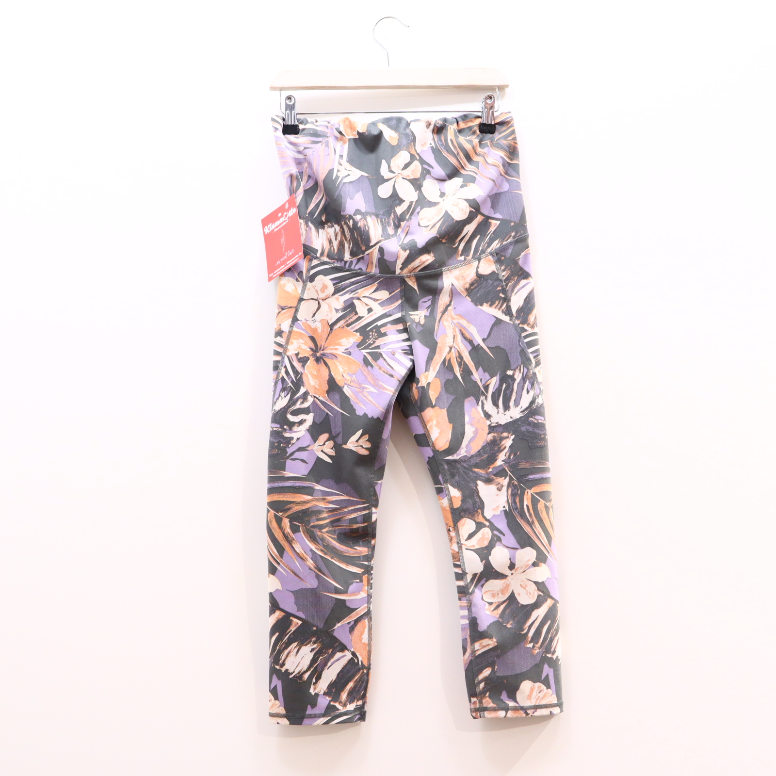 Hose H&M M/38/40 Sporttight bunt/oliv/weiß/flieder Alloverprint/Blumen High rib