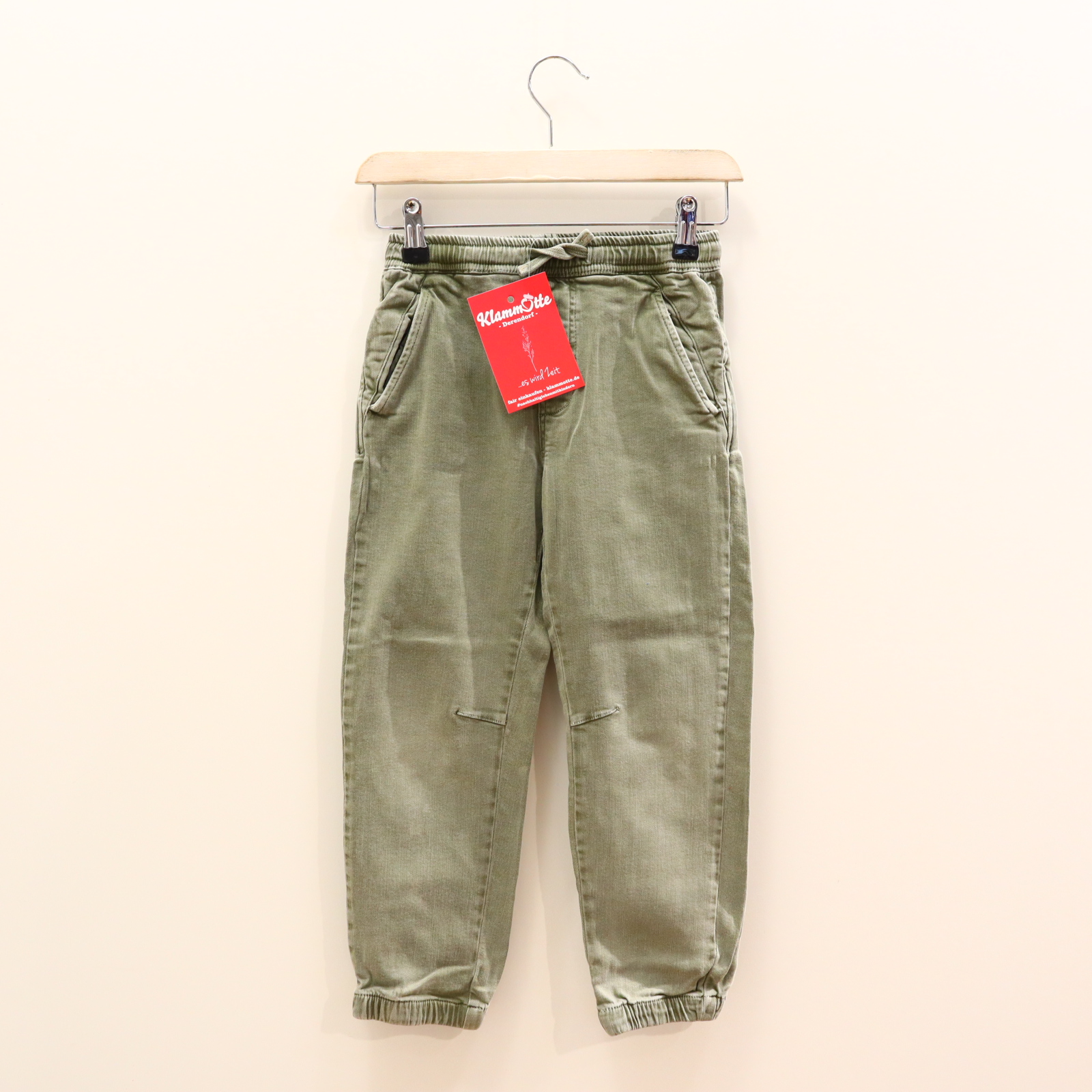 Hose ZARA 128 Jogger salbei Gummibandzug/Kordelzug Baumwolle/Elasthan/LYOCELL/Twill