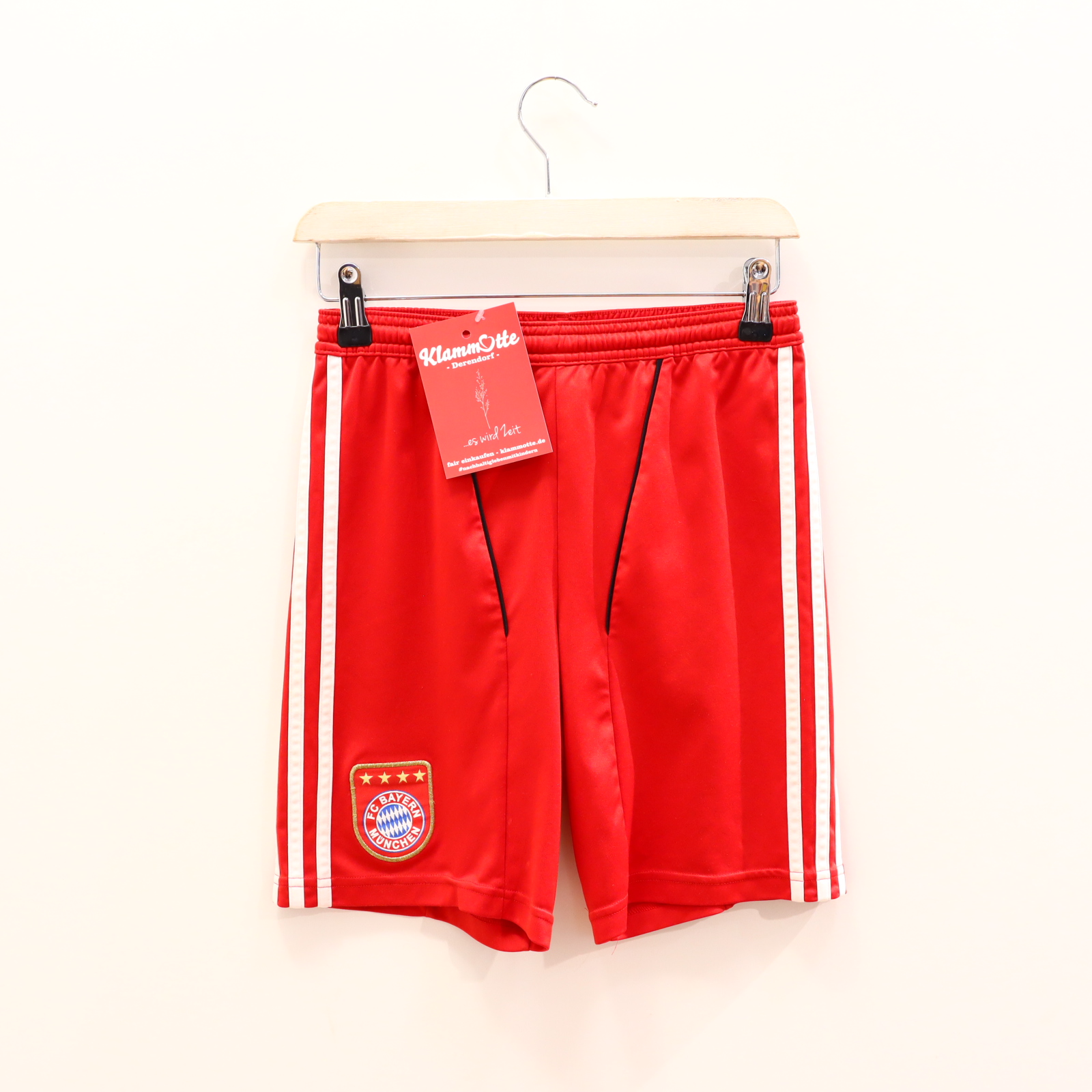 Hose NIKE 140 Short/Sporthose/Trikothose rot Applikation Gummibandzug/Kordelzug Polyester FC Bayern München