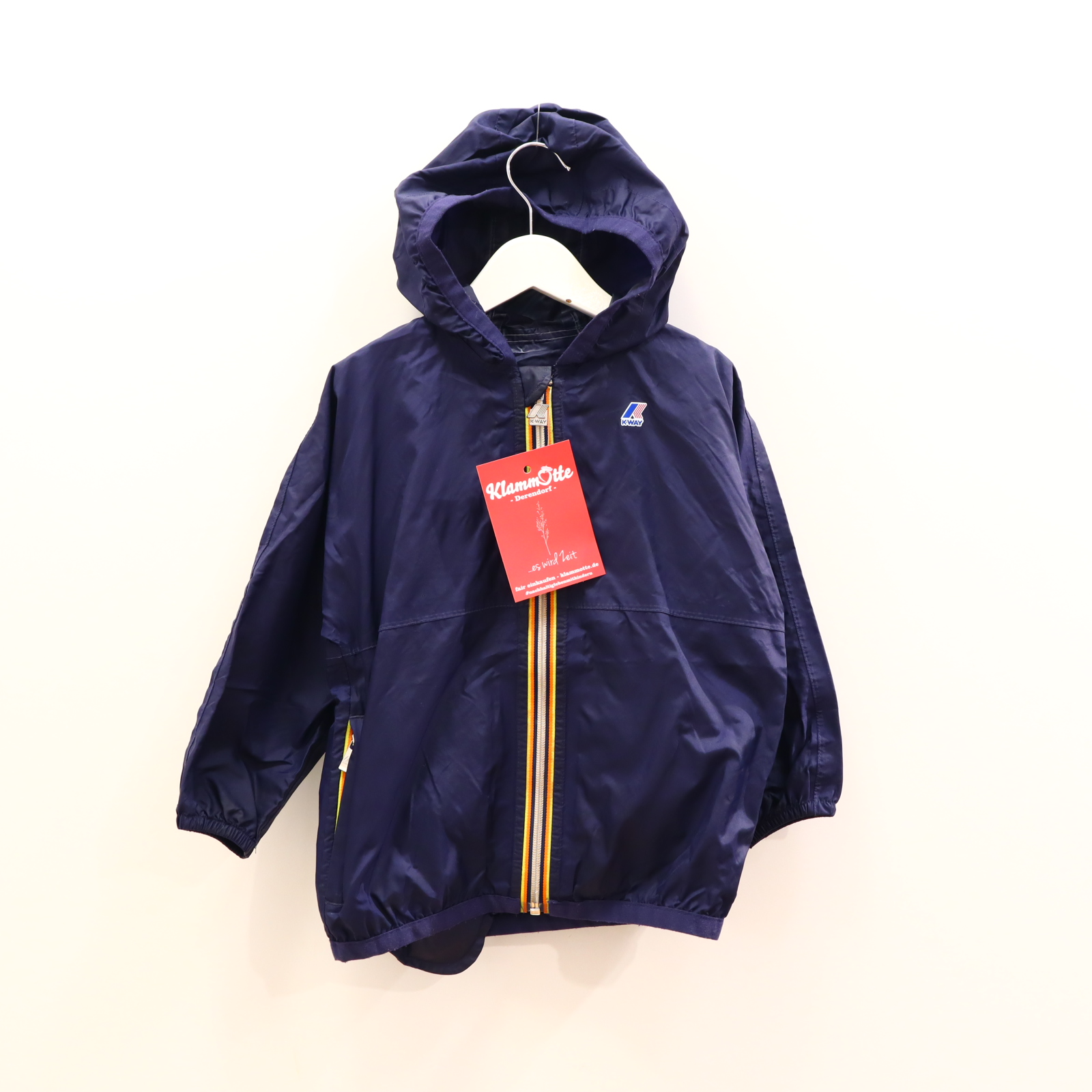 Jacke K-WAY 104 blau Regenjacke Polyamid verstaubar!
