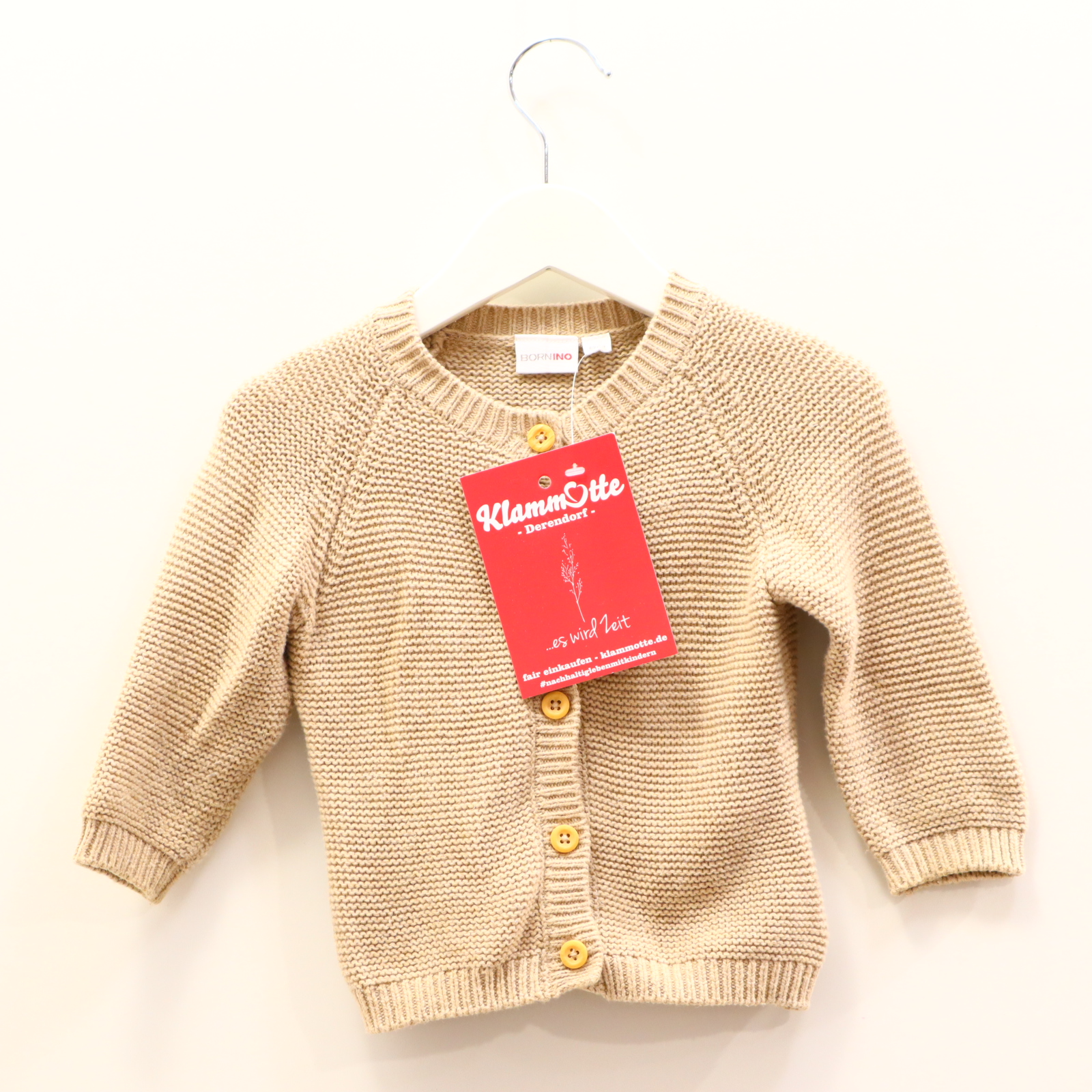Oberteil BORNINO 62/68 walnuss melange/Rippstrick Strickjacke Bio-Baumwolle