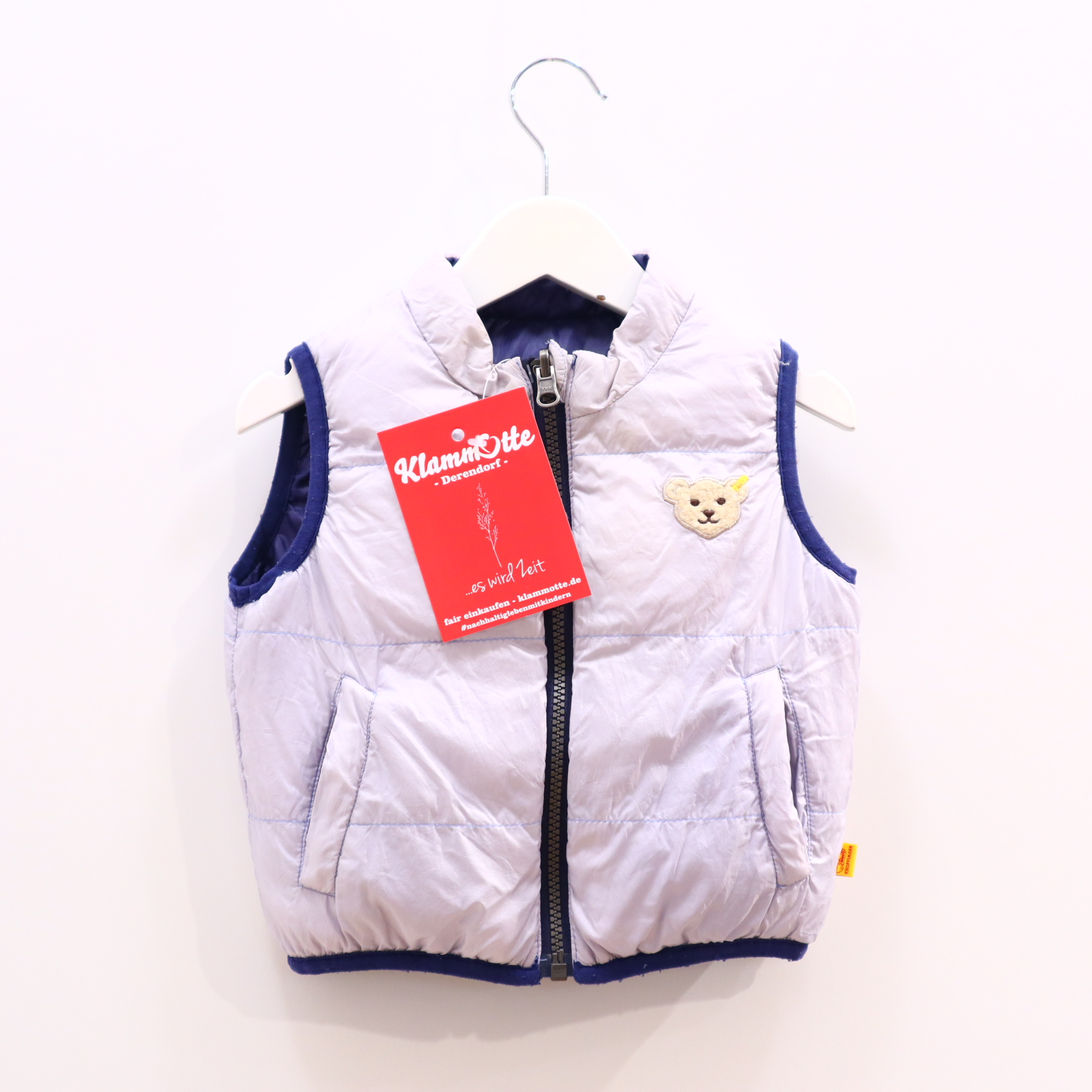 Jacken & Overalls Steiff Steppweste 80 lila/flieder wendbar Applikation/Logo Daunen/Federn