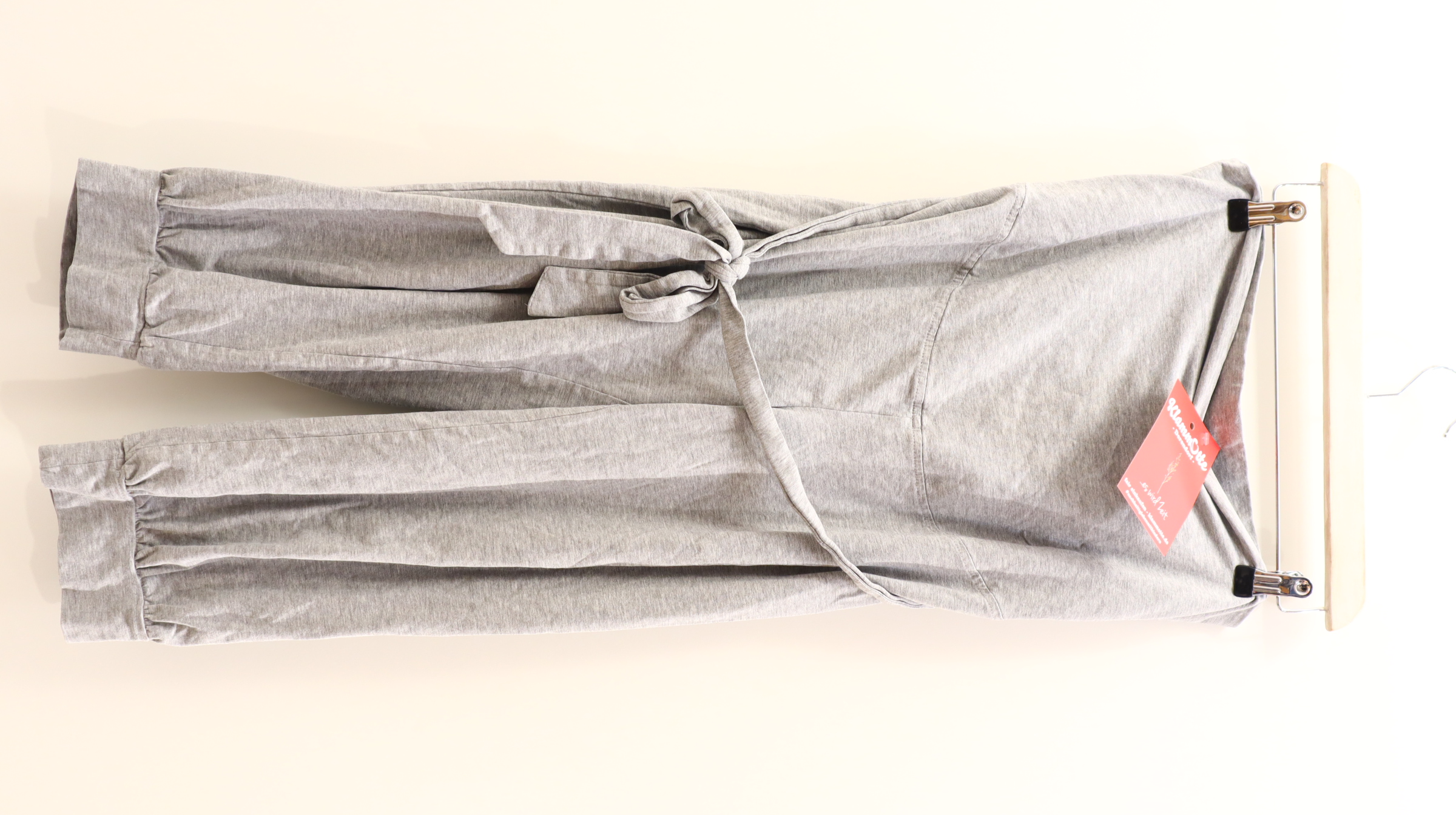 Hose H&M L/42/44 Jersey Pant/3/4 grau Baumwolle/Elastan/Viskose High rib/Gürtel