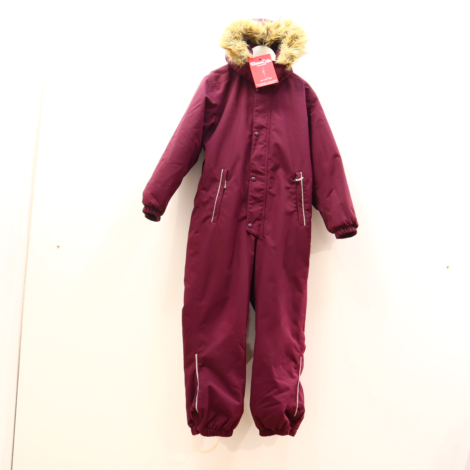 Schneeanzüge & mehr reima 134 Schneeanzug bordeaux Applikation/Logo Fußgummis fehlen! abnehmb. Kapuze/abnehmb. Kapuzenbesatz/Fleece-Kapuzenfutter