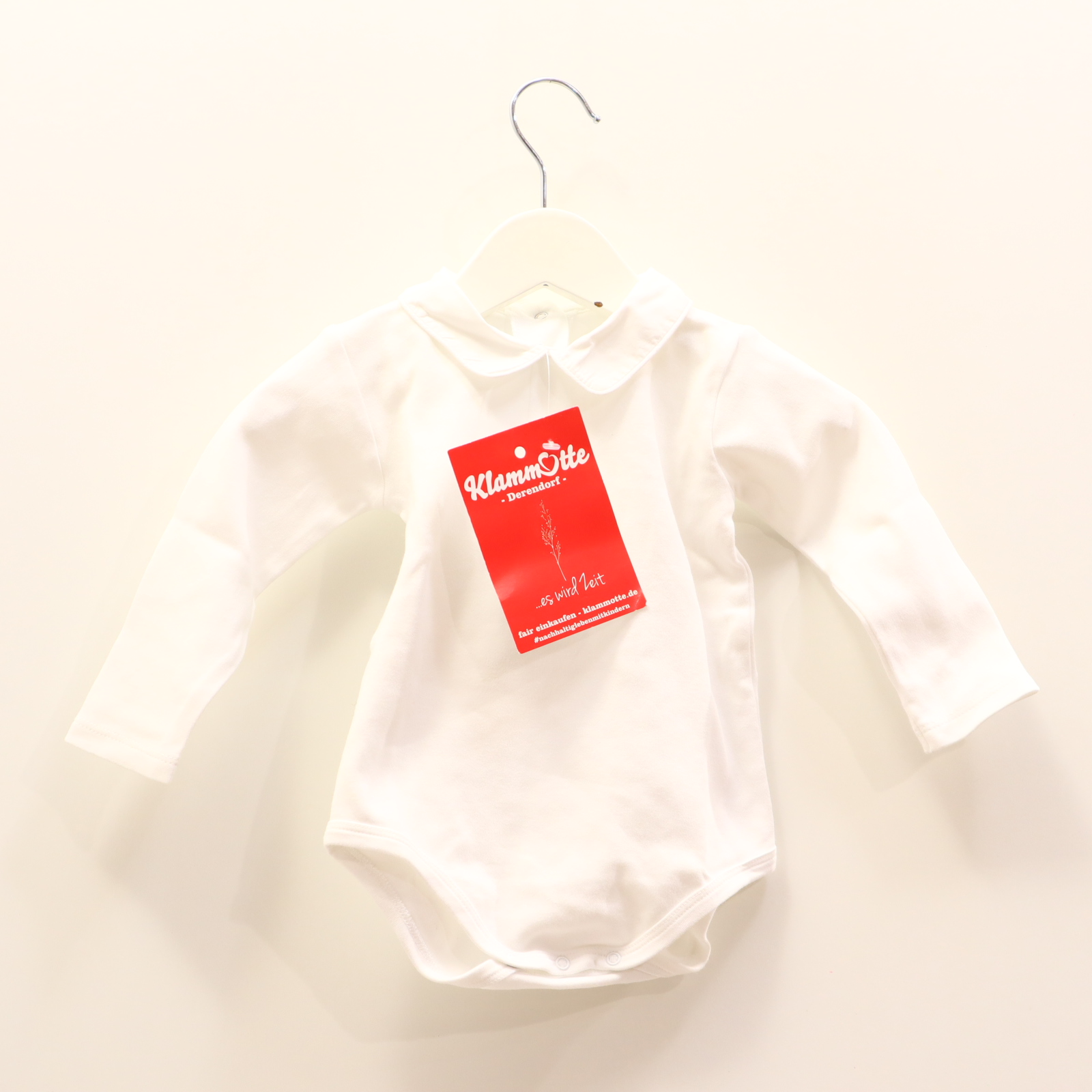Body frilo 74 weiß langarm Kragen Baumwolle