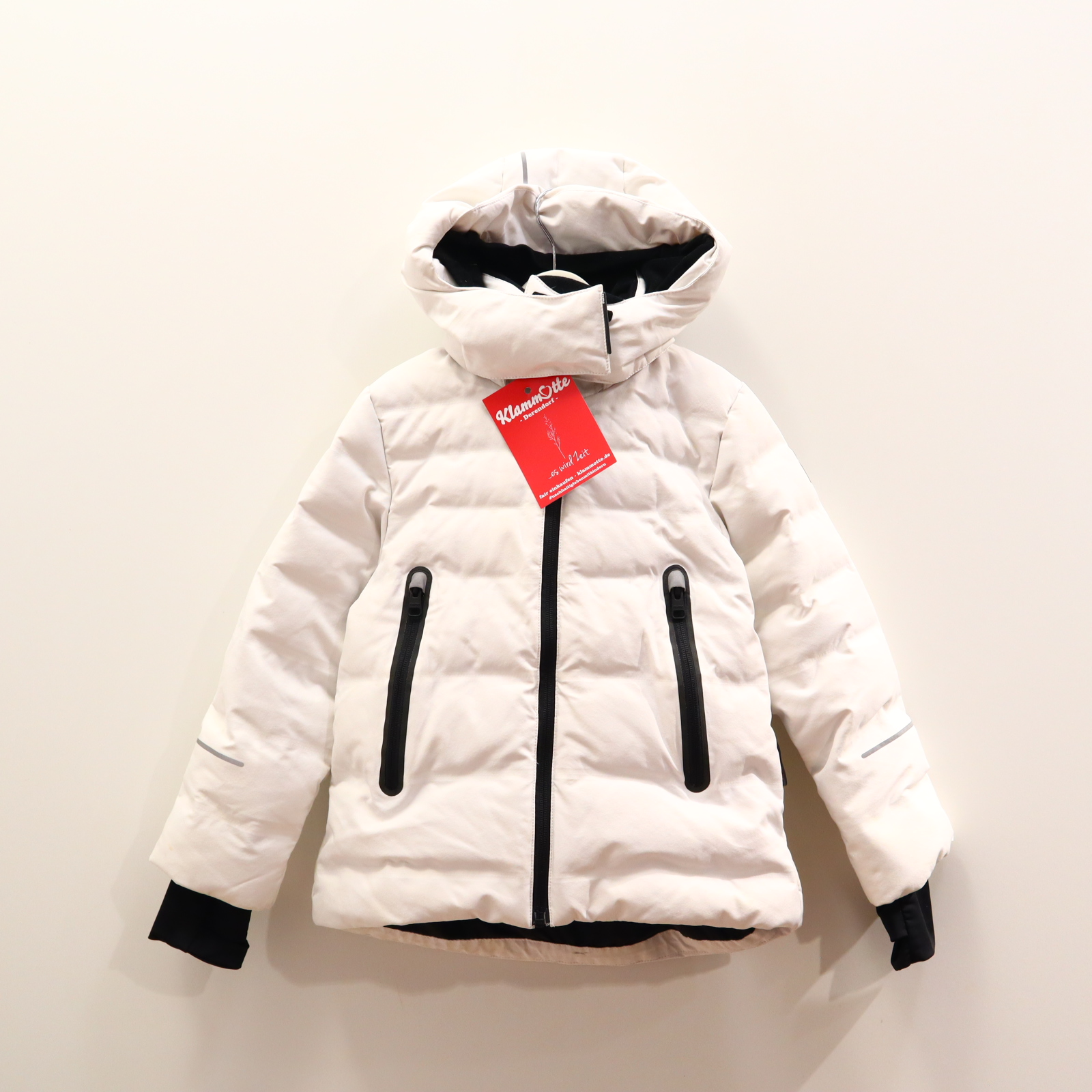 Jacke reima Skijacke 116 weiß Herbst/Winter abnehmb. Kapuze/Schneefang ganz leichte Schmutzränder!